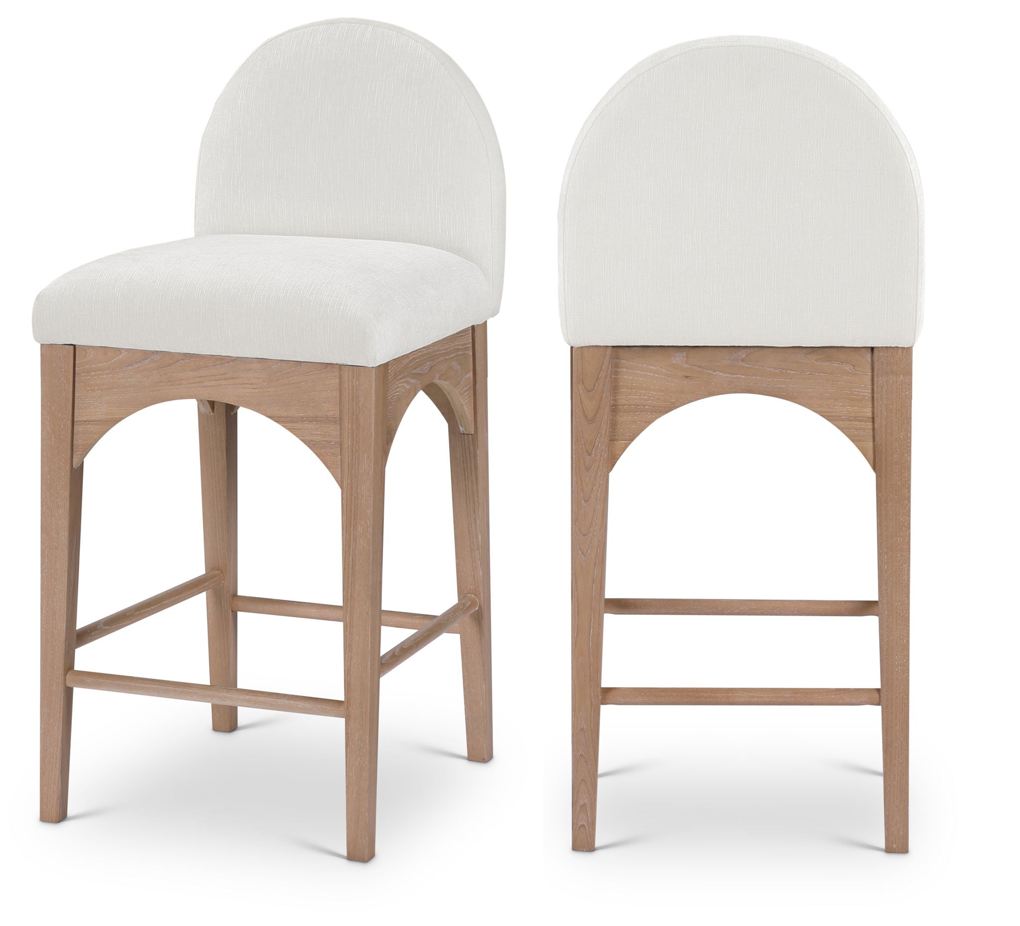 Waldorf - Chenille Stool With Natural Legs