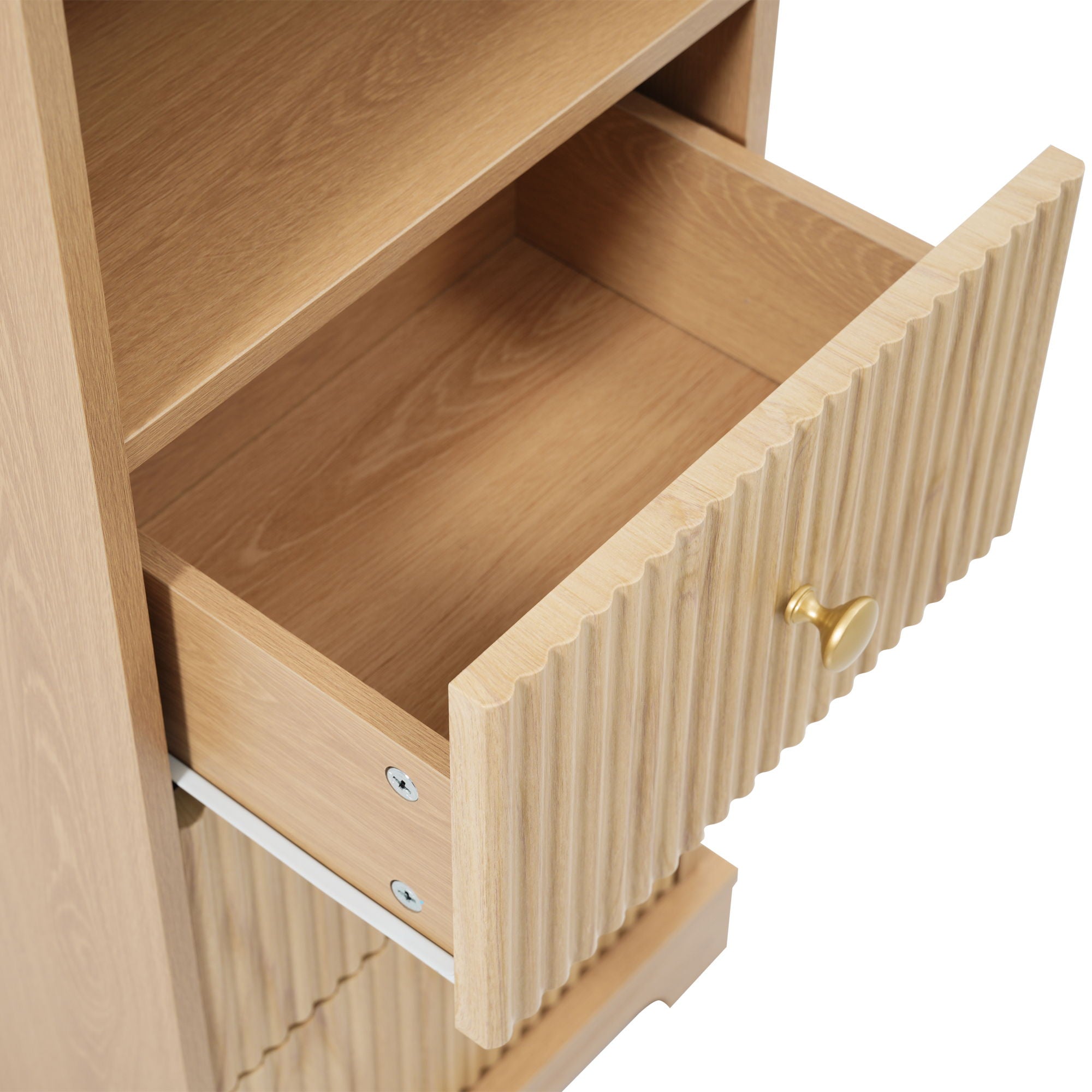 Tall Bathroom Cabinet With 1 Door, 3 Drawers, Open Storage - Wood