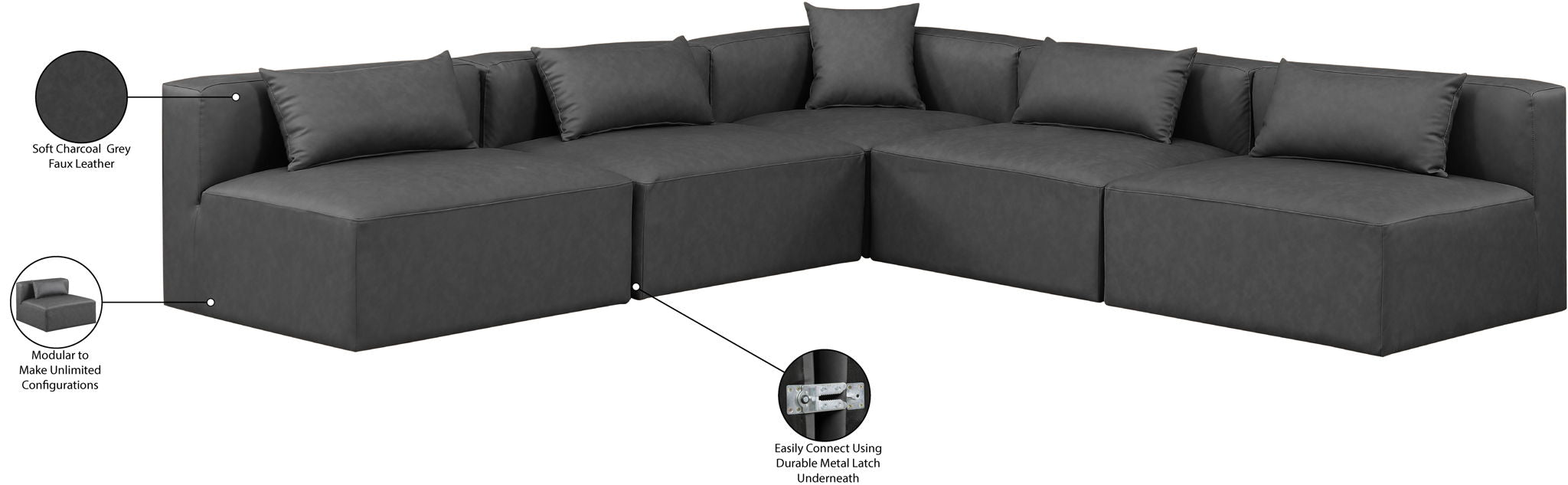 Cube - 5 Piece Modular Corner Armless Sectional