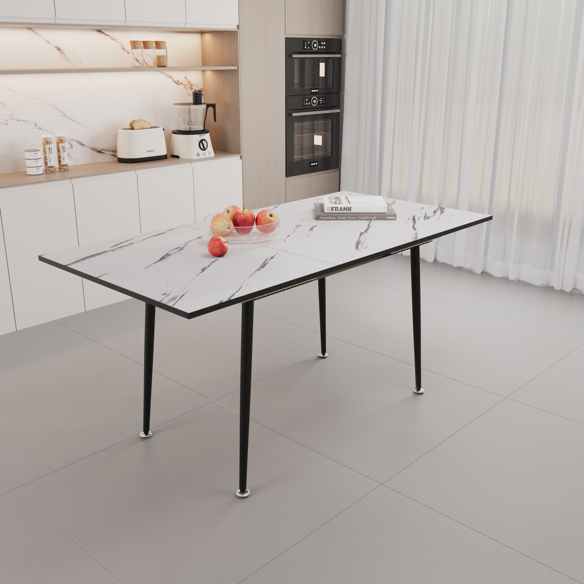 Modern Extendable Dining Table And Chair Set For 2 - 6 People