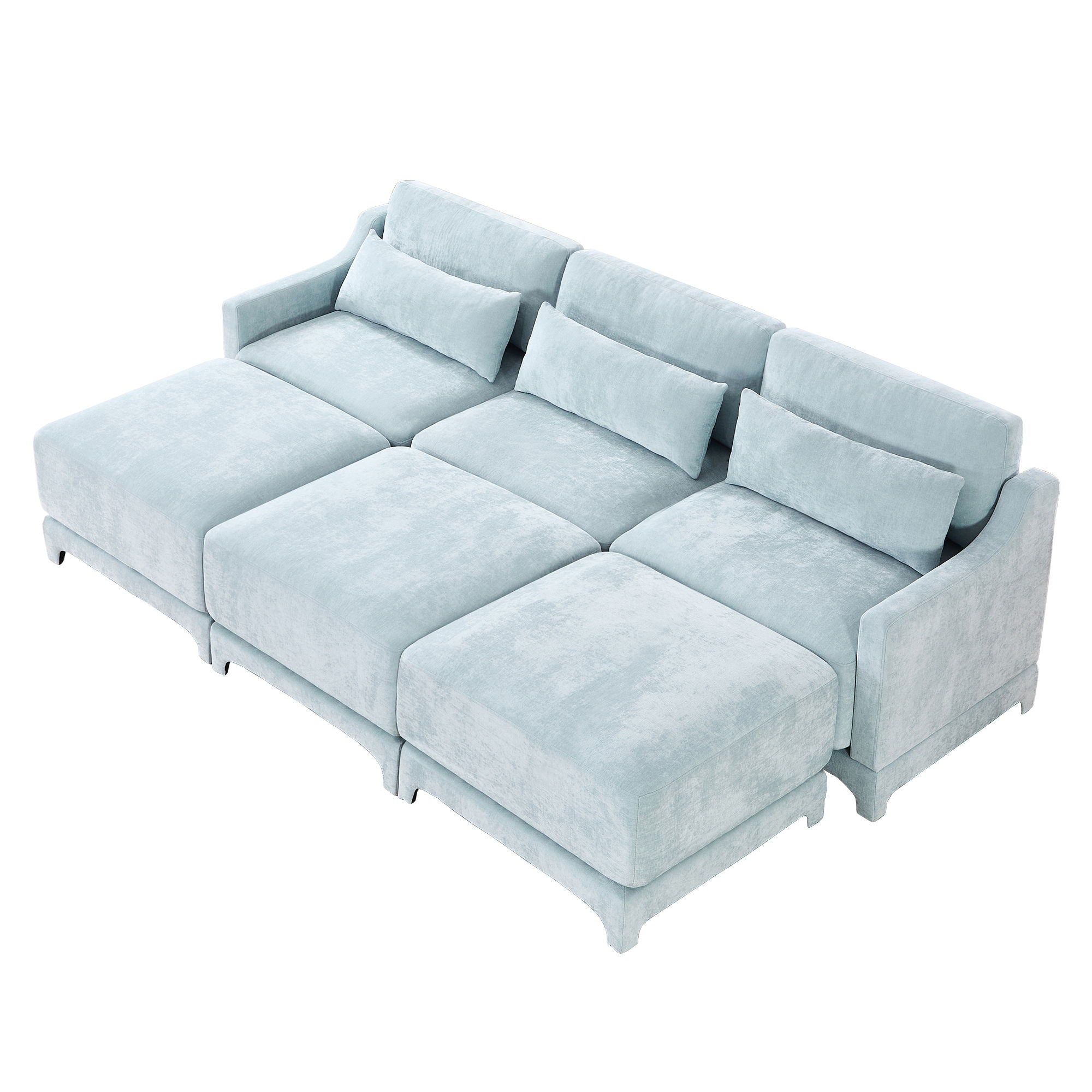 Stylish Sofa With Ottoman And Lumbar Pillows, Ergonomic Design