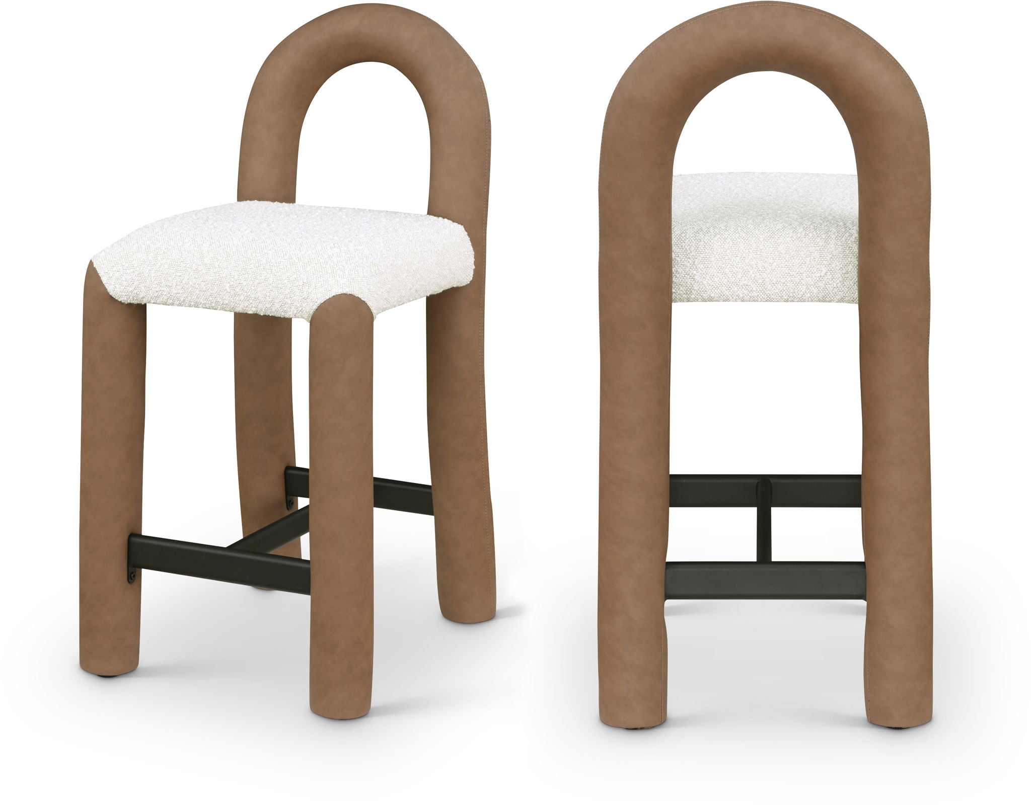 Amari - Vegan Leather and Boucle Fabric Stool