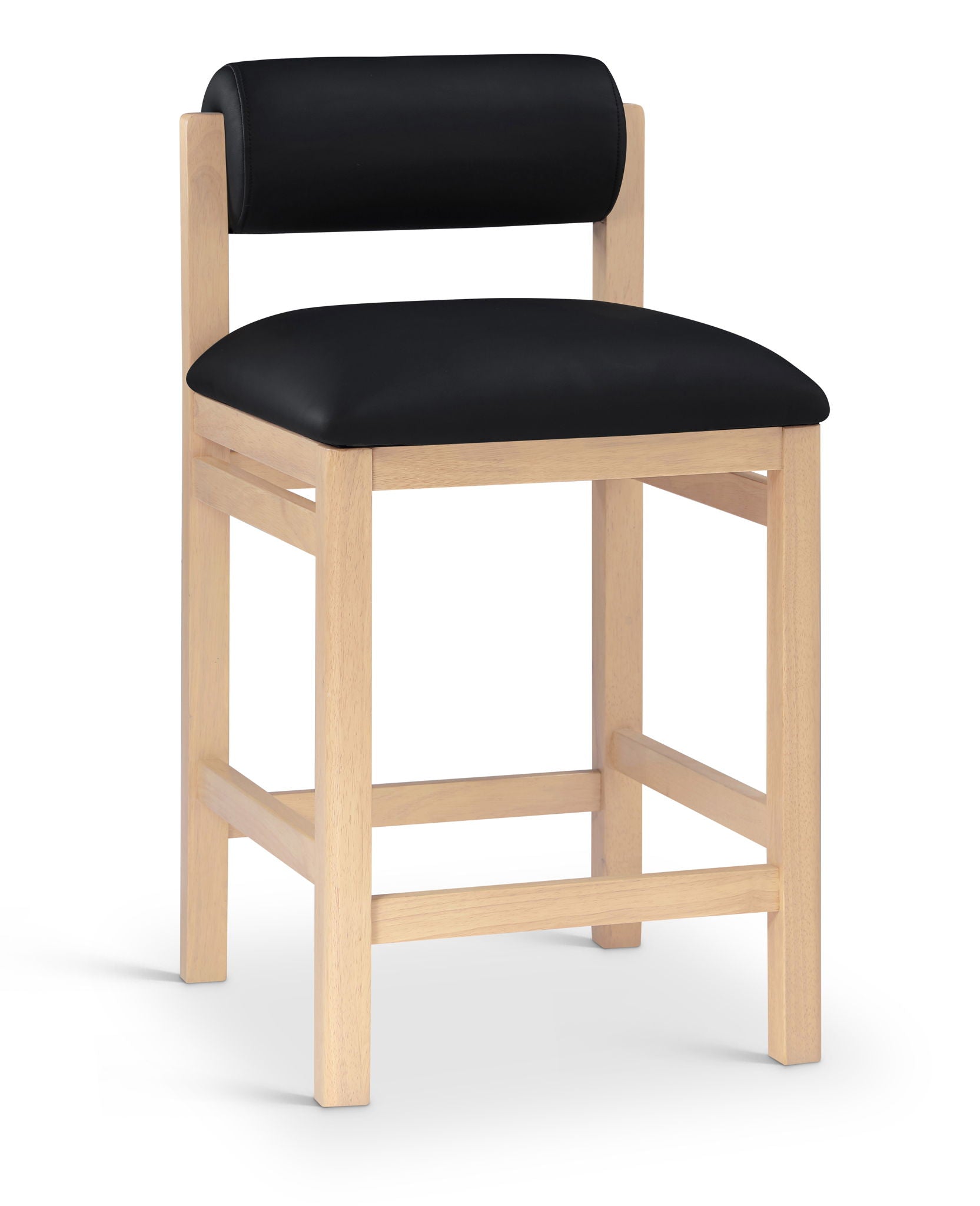 Roundhill - Faux Leather Counter Stool - Natural Frame