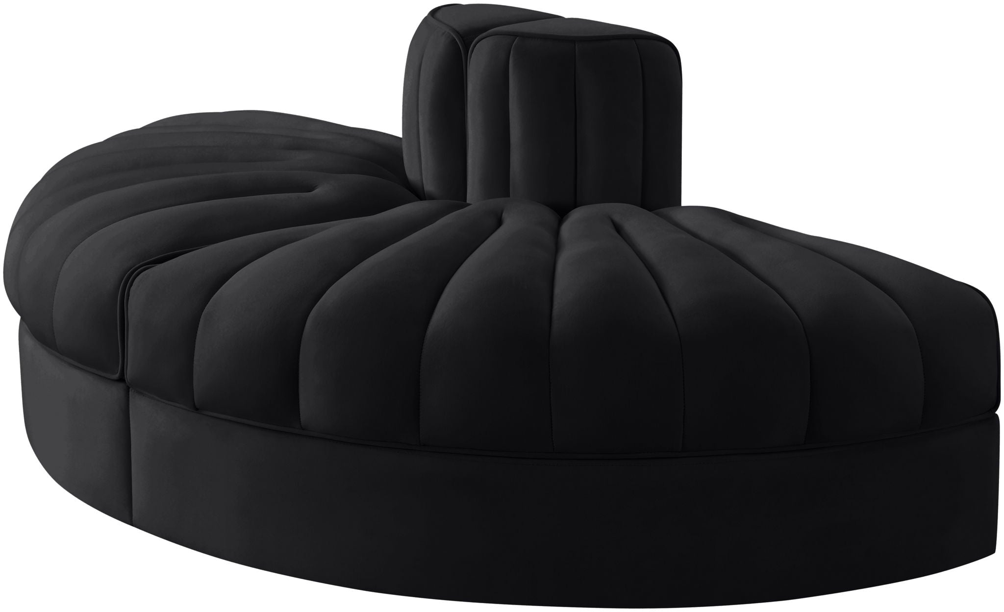 Rummi - Velvet Performance Fabric Upholstered 2 Piece Rounded Modular Loveseat
