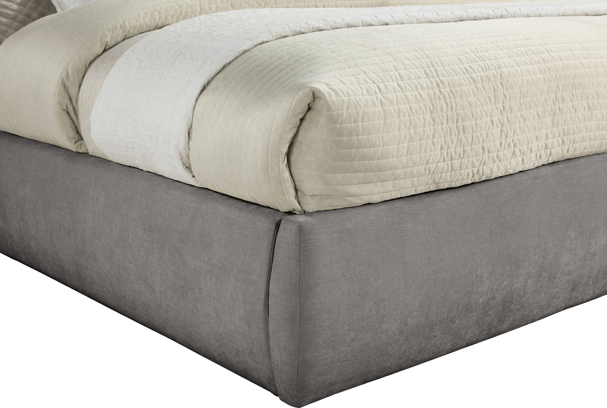 Adam - Chenille Fabric Bed With 89" Headboard