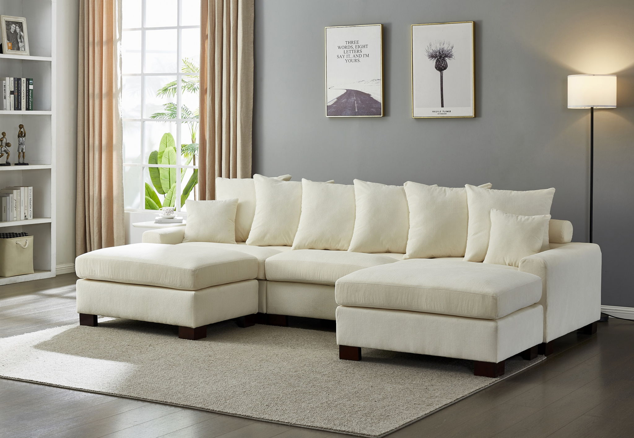 5 Seater Oversized Convertible L & U Shaped Couch