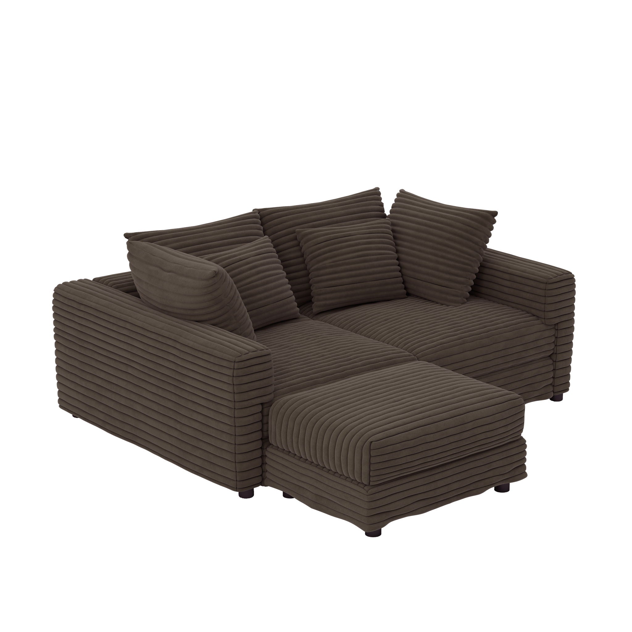 Deep Seat Convertible Sofa With Soft Pillows And Ottomans