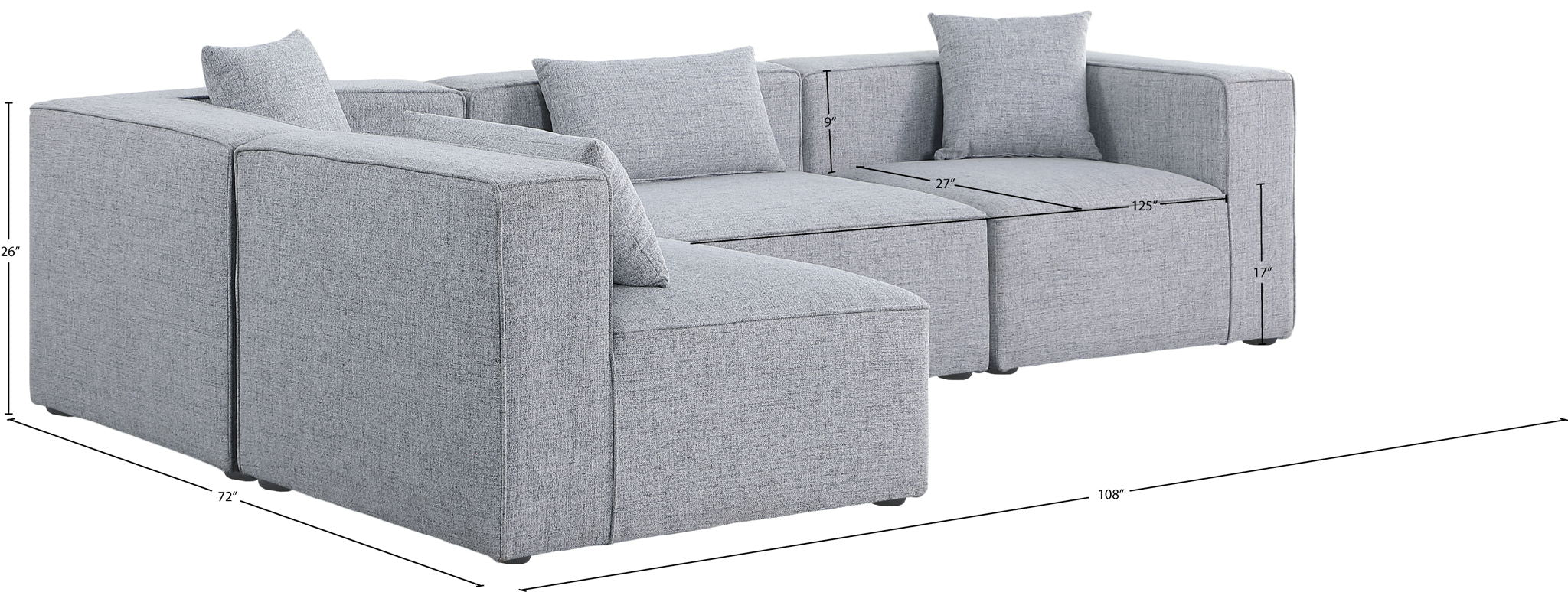 Cube - Linen 4 Piece Modular Corner Sectional