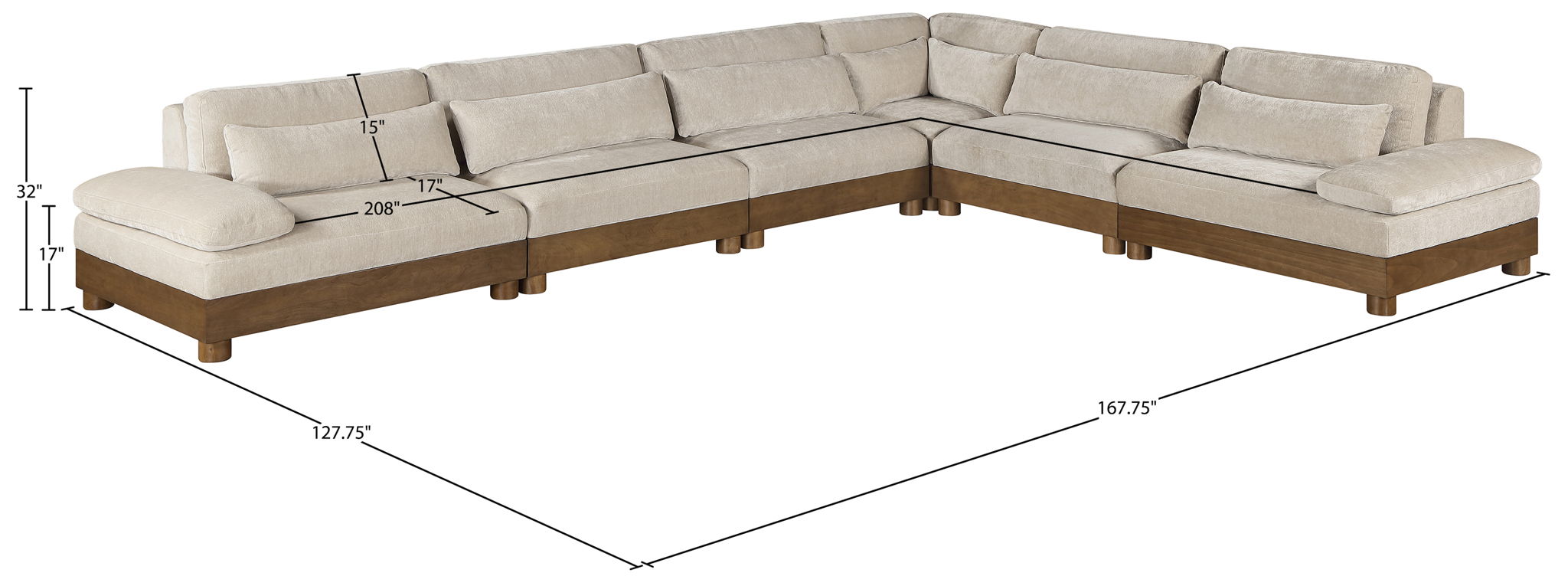 Turin - Chenille Fabric Upholstered Modular Sectional - Taupe