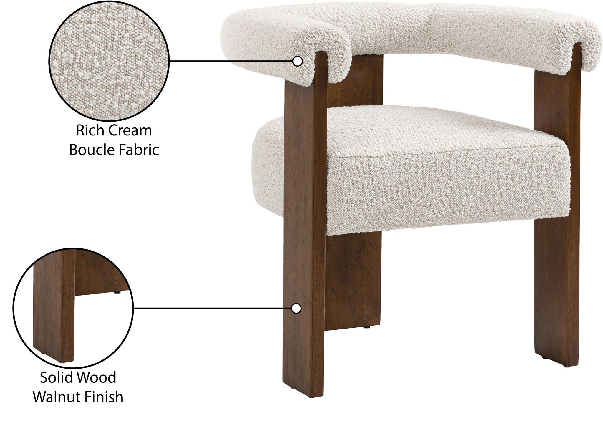 Barrel - Dining Chair - Dark Brown / Cream