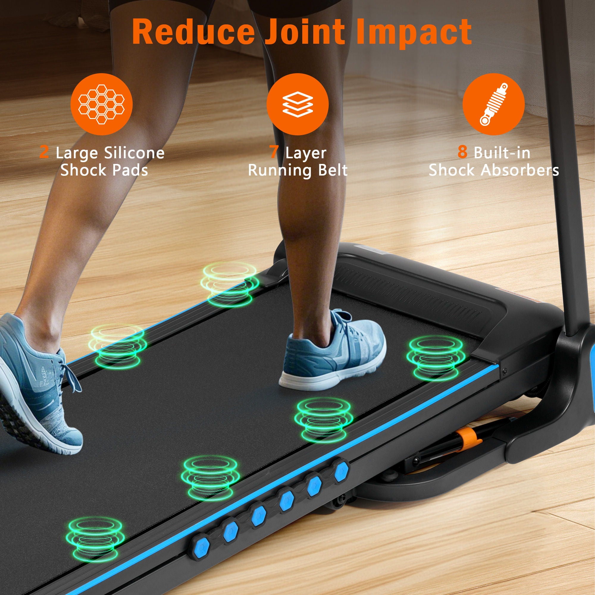 Incline Treadmill For Running & Walking, Hydraulic System Auto Folding With Type C & USB Charge For Android, 10Mph, Bluetooth Speaker - Black