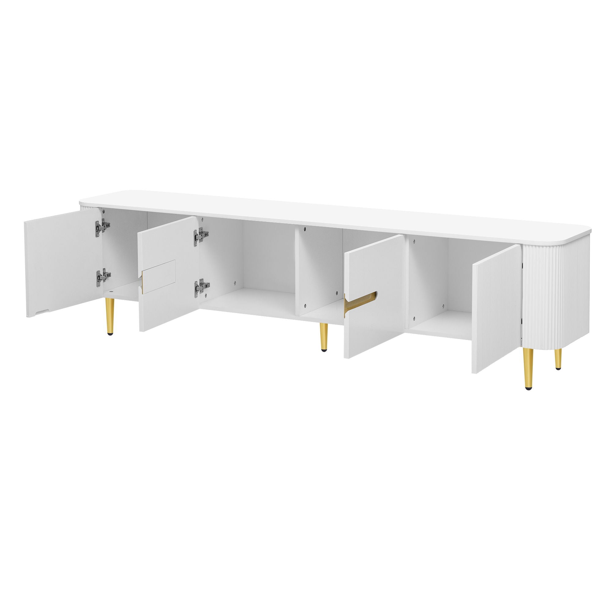Minimalist TV Stand For TVs Up To 85", Modern Entertainment Center Media Console With 4 Spacious Cabinets For Living Room