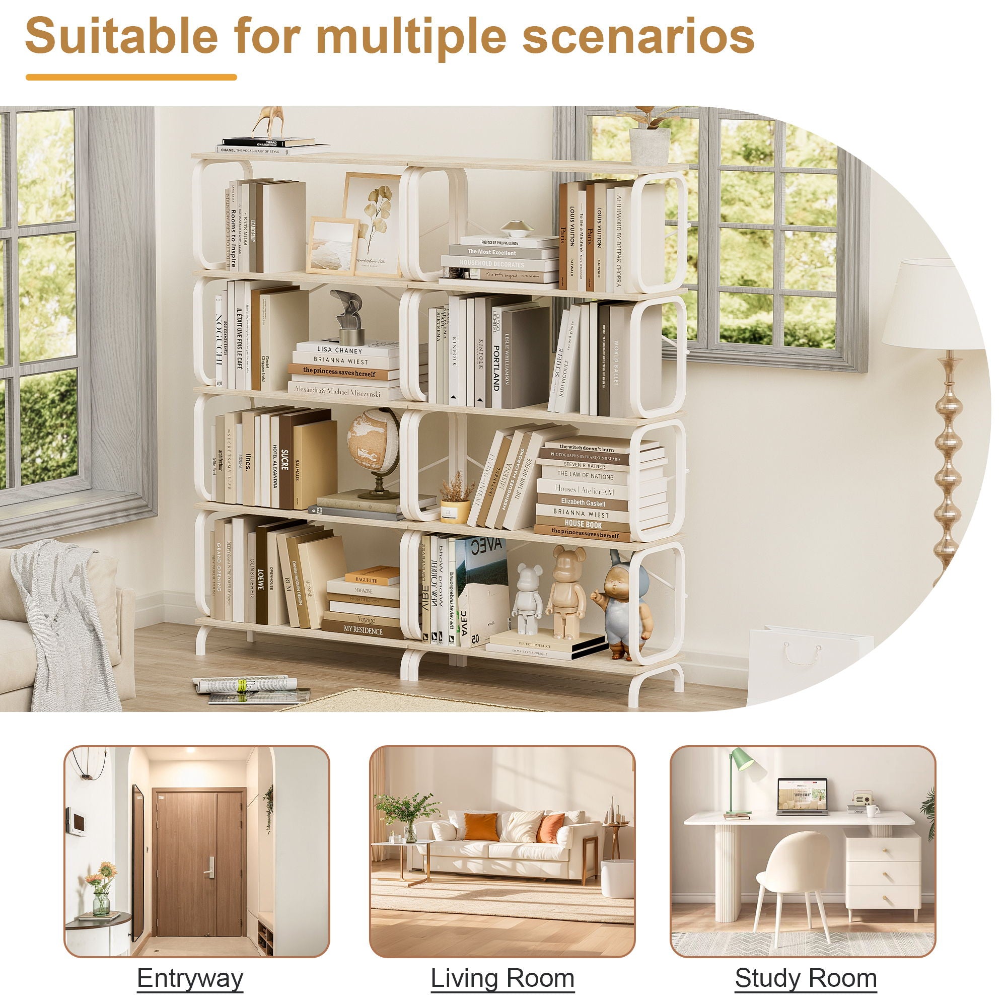 5 Tier Industrial Bookshelf, Tall Bookcase With Open Design, Vintage Storage Organizer