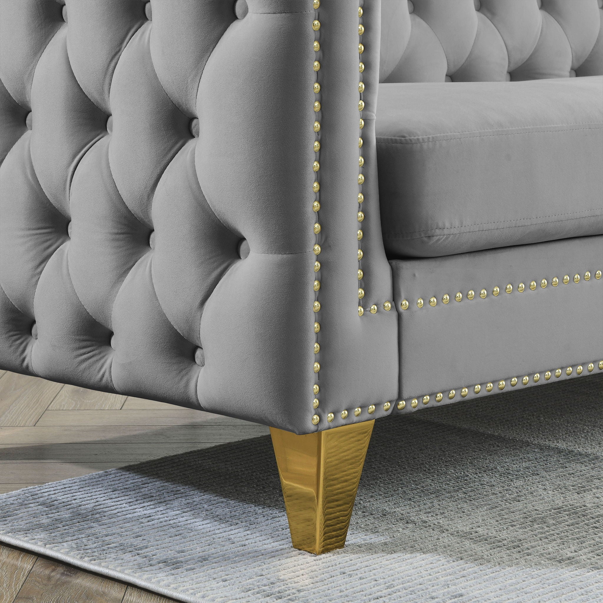 Upholstered Couch Sofa With Button Tufting For Living Room