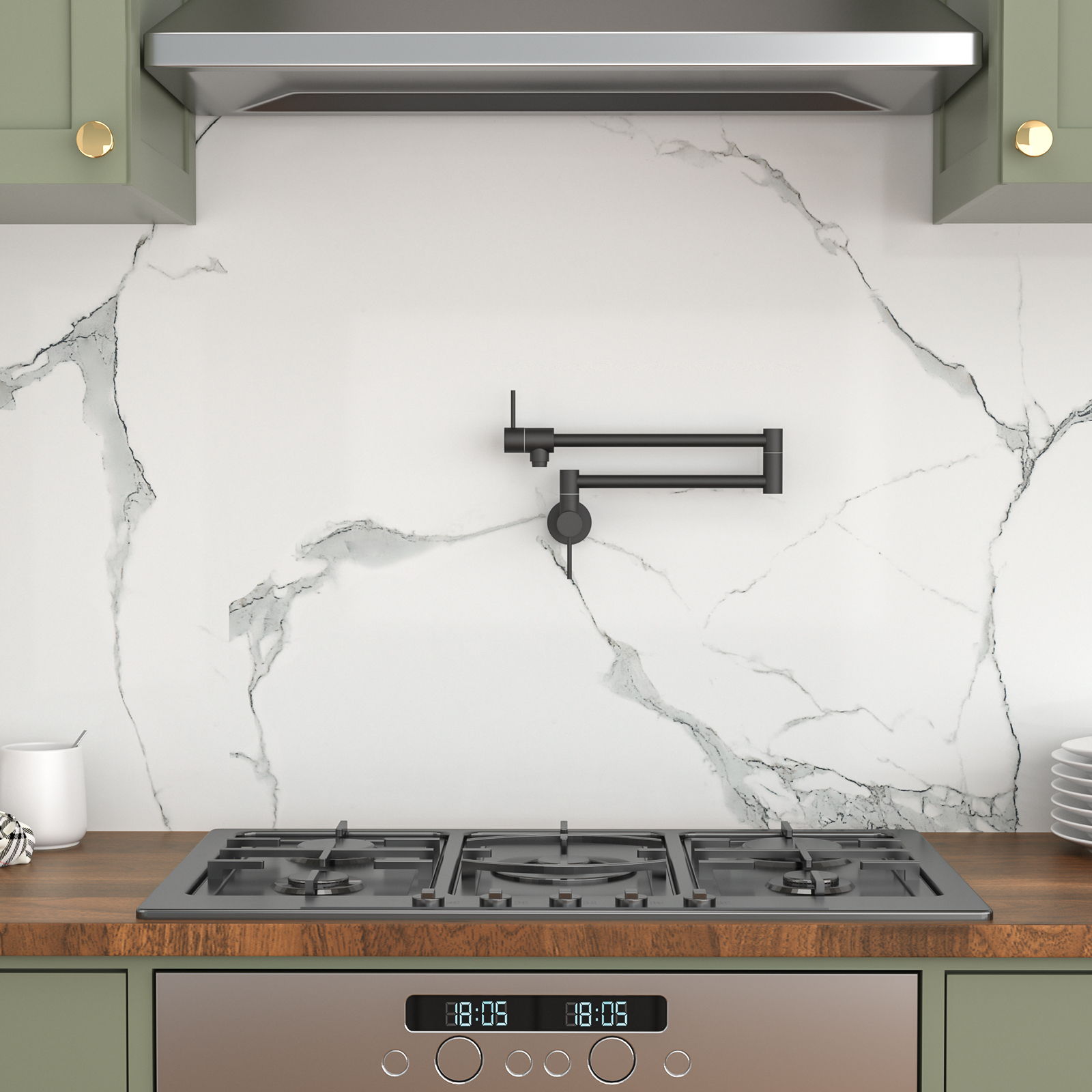 Modern Design Pot Filler Faucet Wall Mount Kitchen Sink, Folding Stretchable