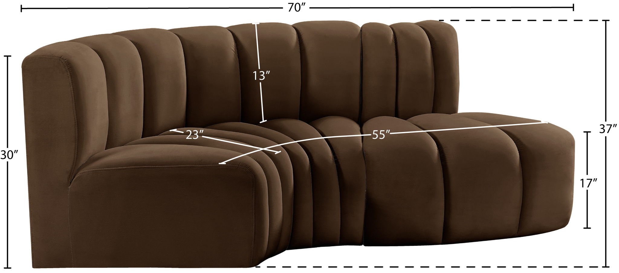 Arc - Velvet 3 Piece Modular L-Shaped Sofa