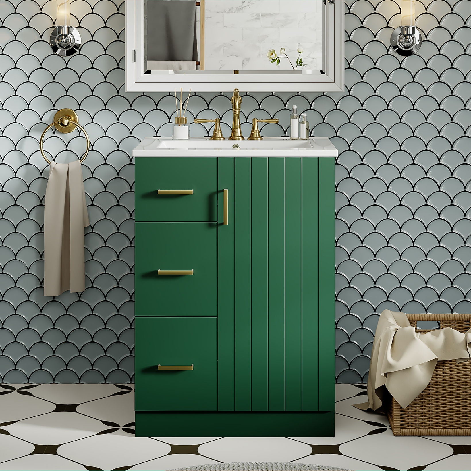 Bathroom Vanity With Under Mount Sink, 2 Drawers And Soft Closing Door