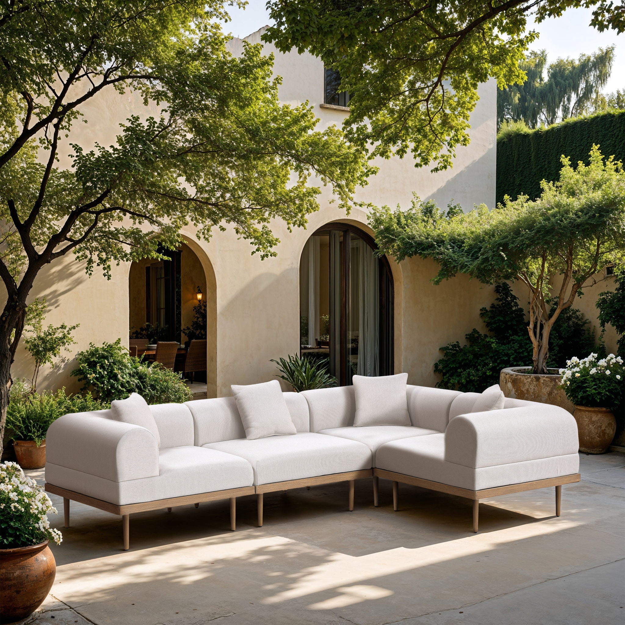 Laguna - 4 Piece 106.5" Upholstered Outdoor Patio Modular Sectional