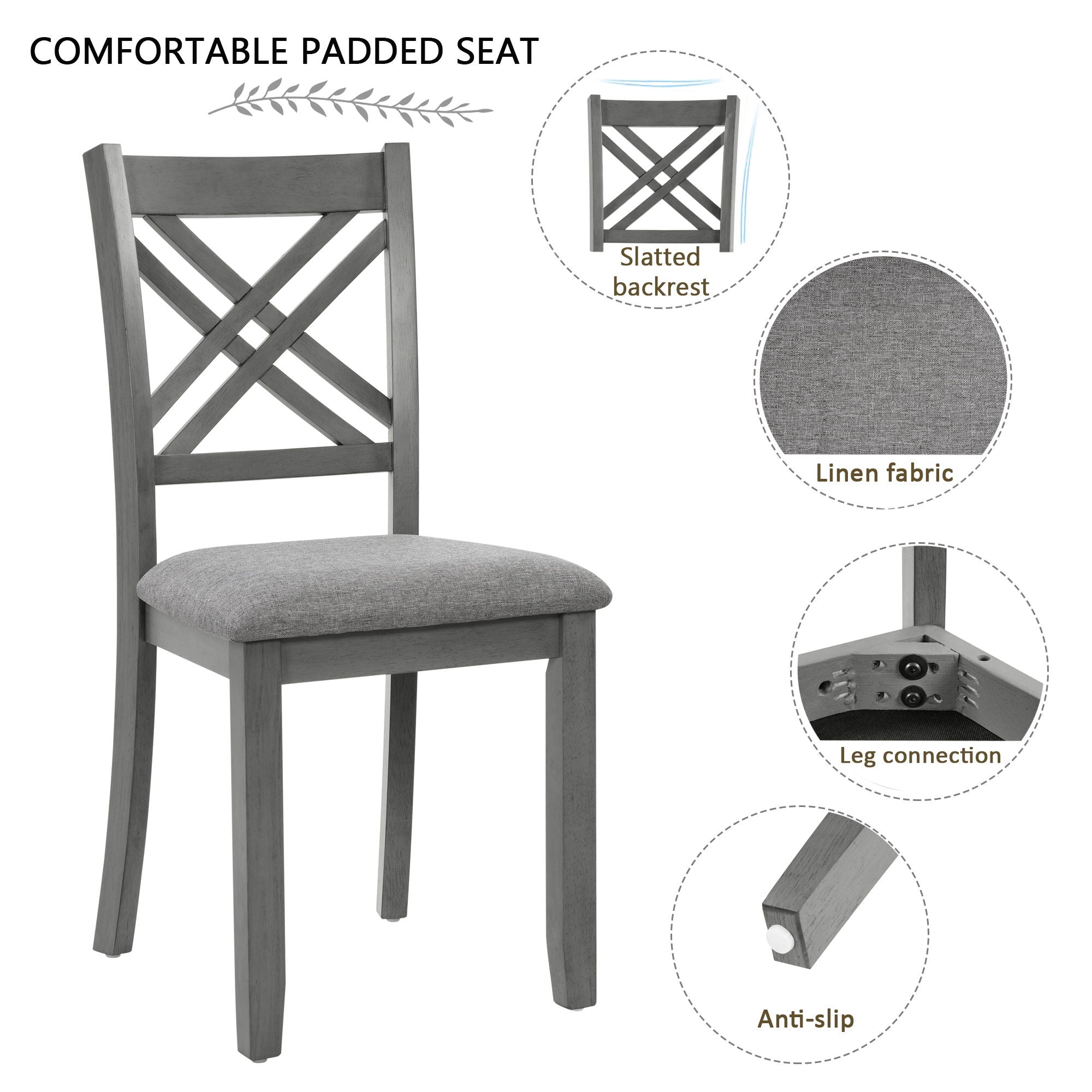 Kitchen Dining Set, Rectangular Dining Table & Upholstered Chairs