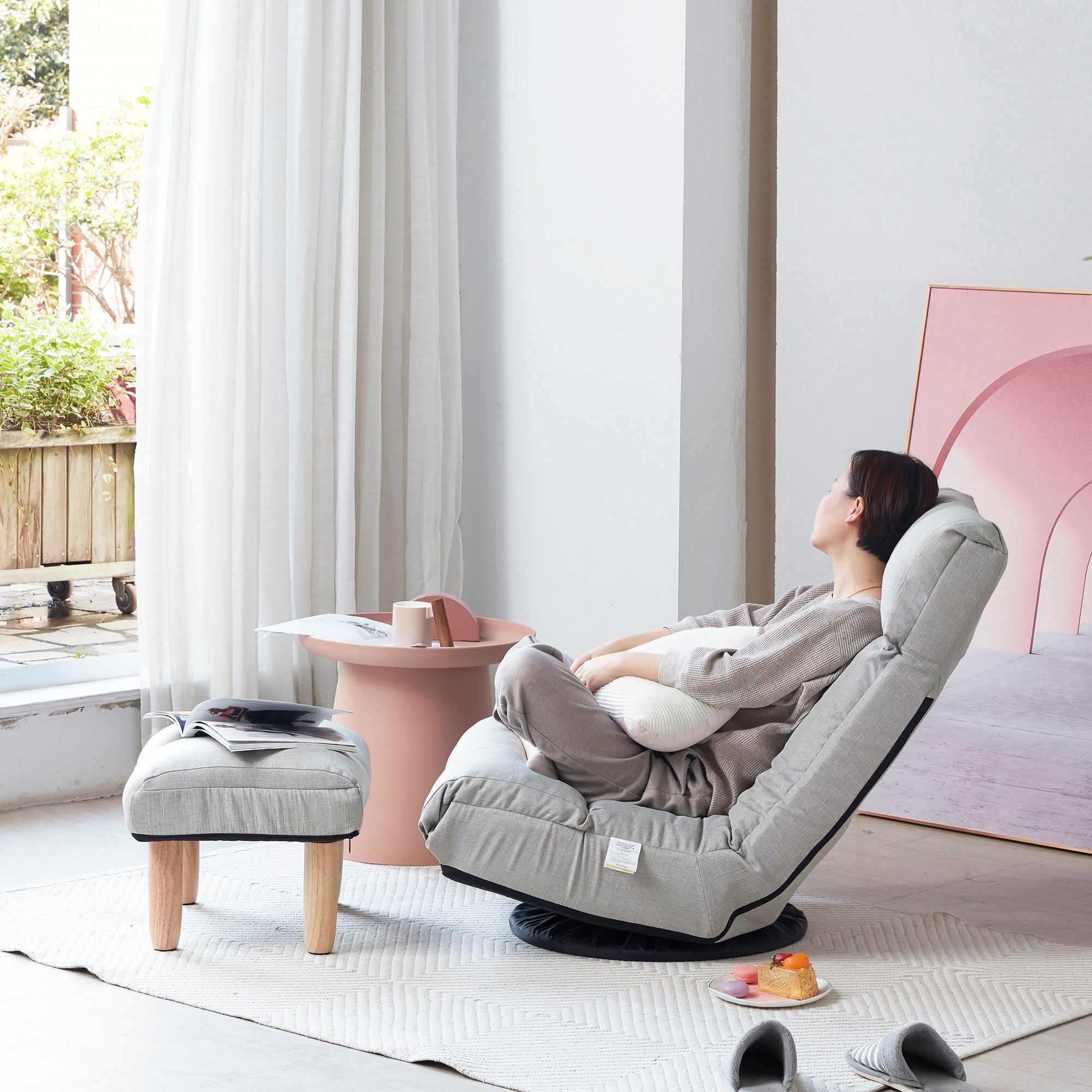 Adjustable Japanese Reclining Floor Chair Sofa With Metal Frame For Living Room