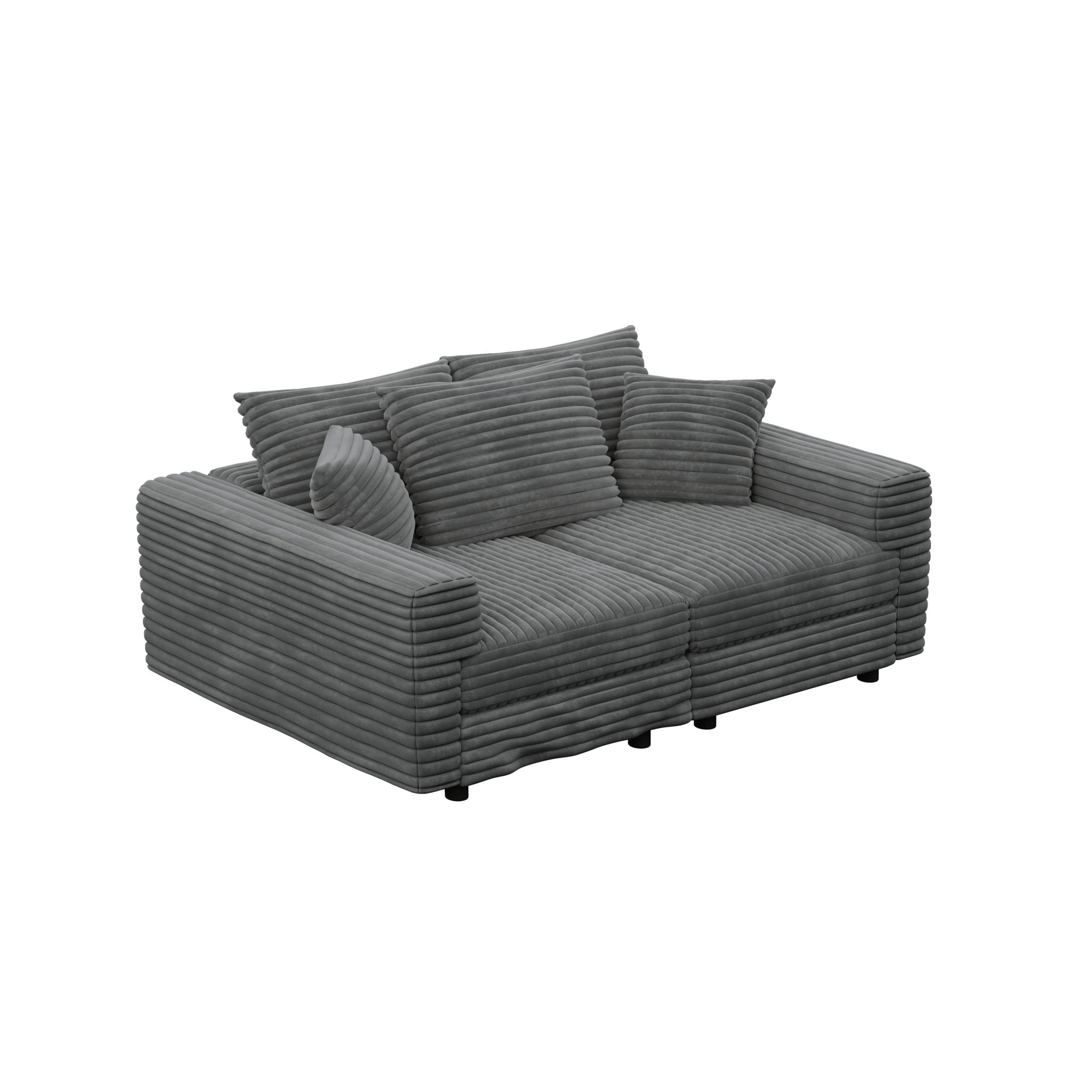 Deep Seat Convertible Sofa With Soft Pillows And Ottomans