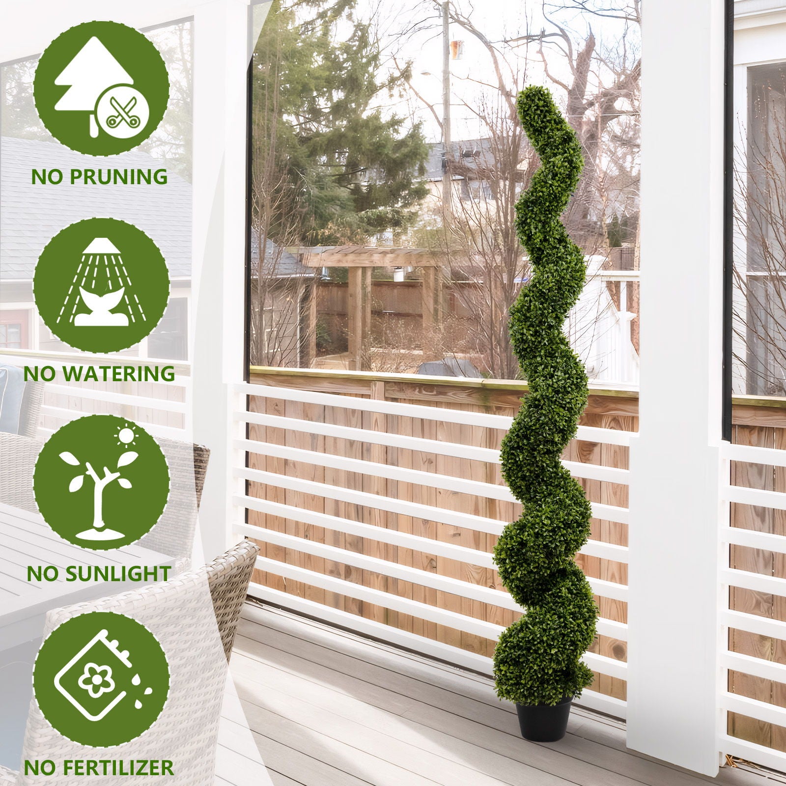 Artificial Outdoor UV Resistant Plastic Boxwood Topiary Spiral Tree