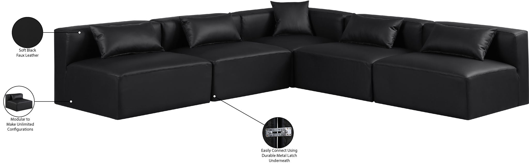 Cube - 5 Piece Modular Corner Armless Sectional