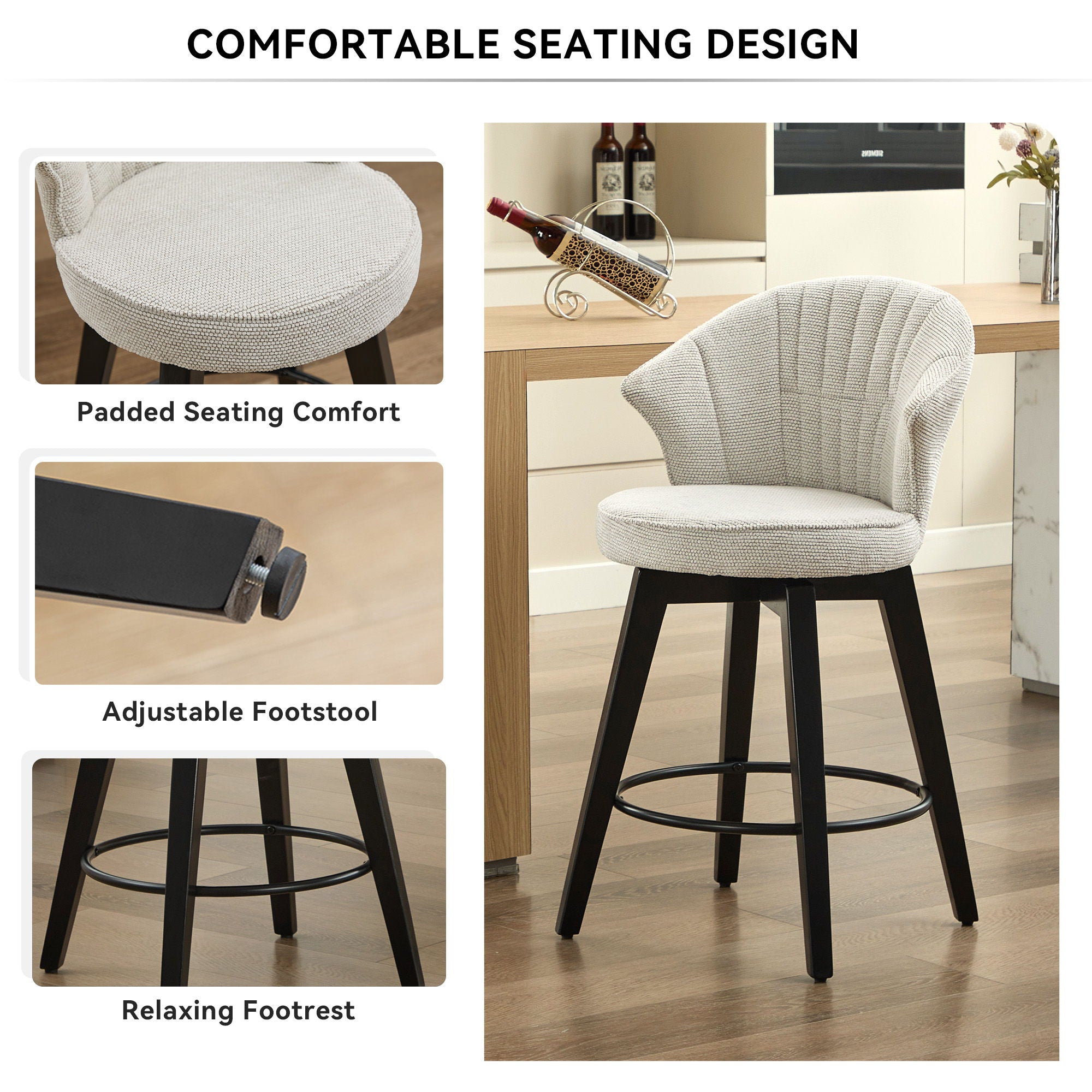 Wing Back Swivel Bar Stools (Set of 2)