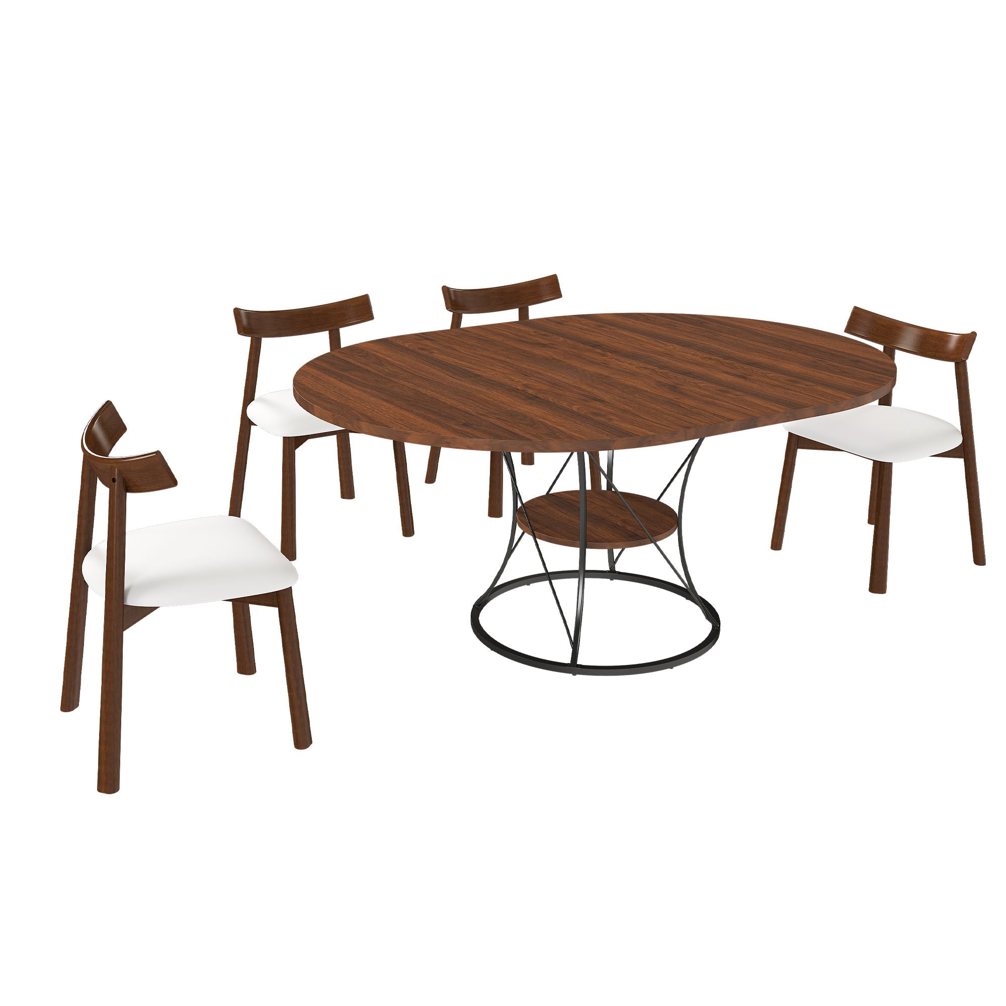 Round Extendable Dining Table Set With Chairs