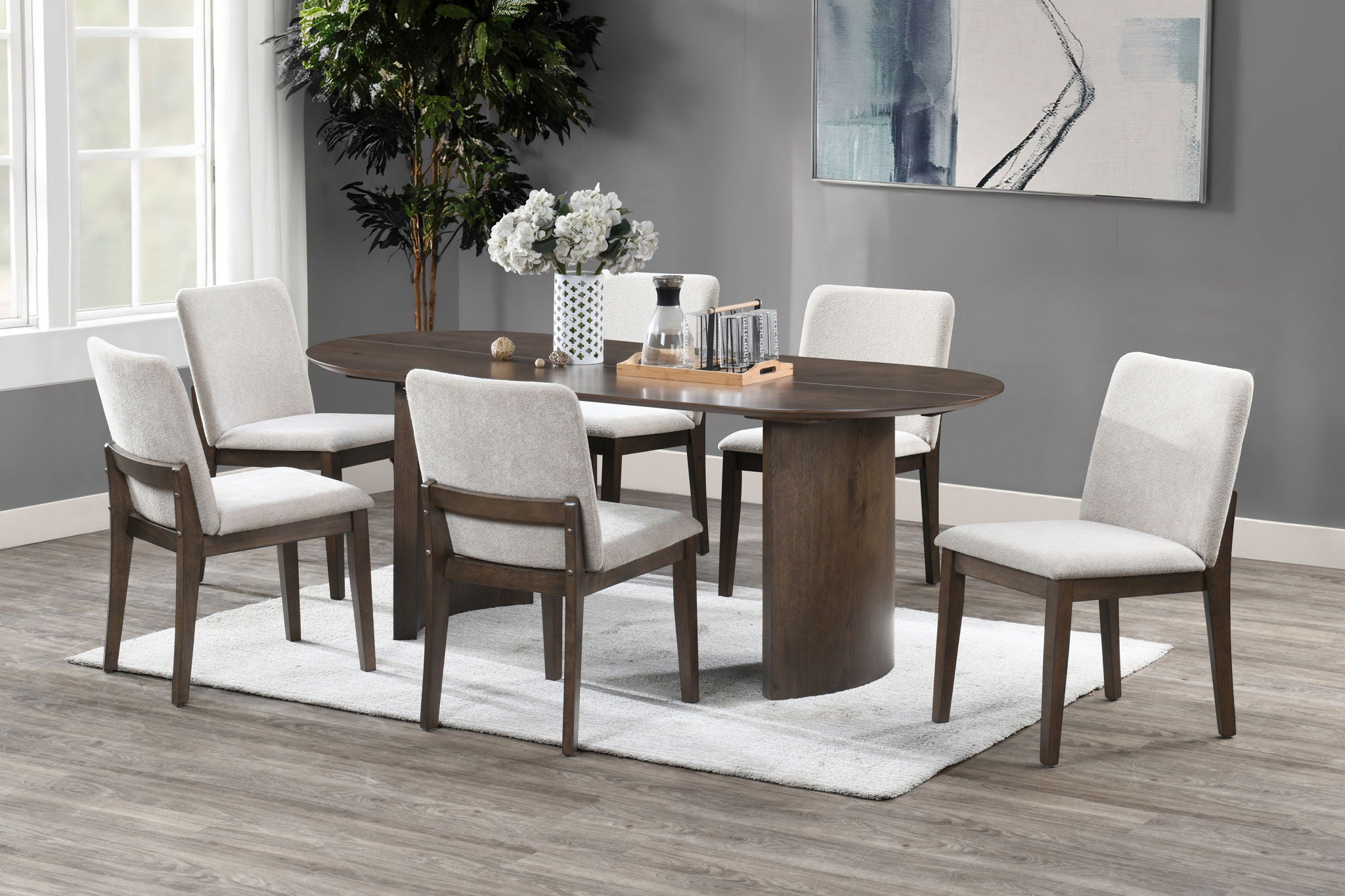 Kody - 79" Oval Fixed-Top Dining Table Set