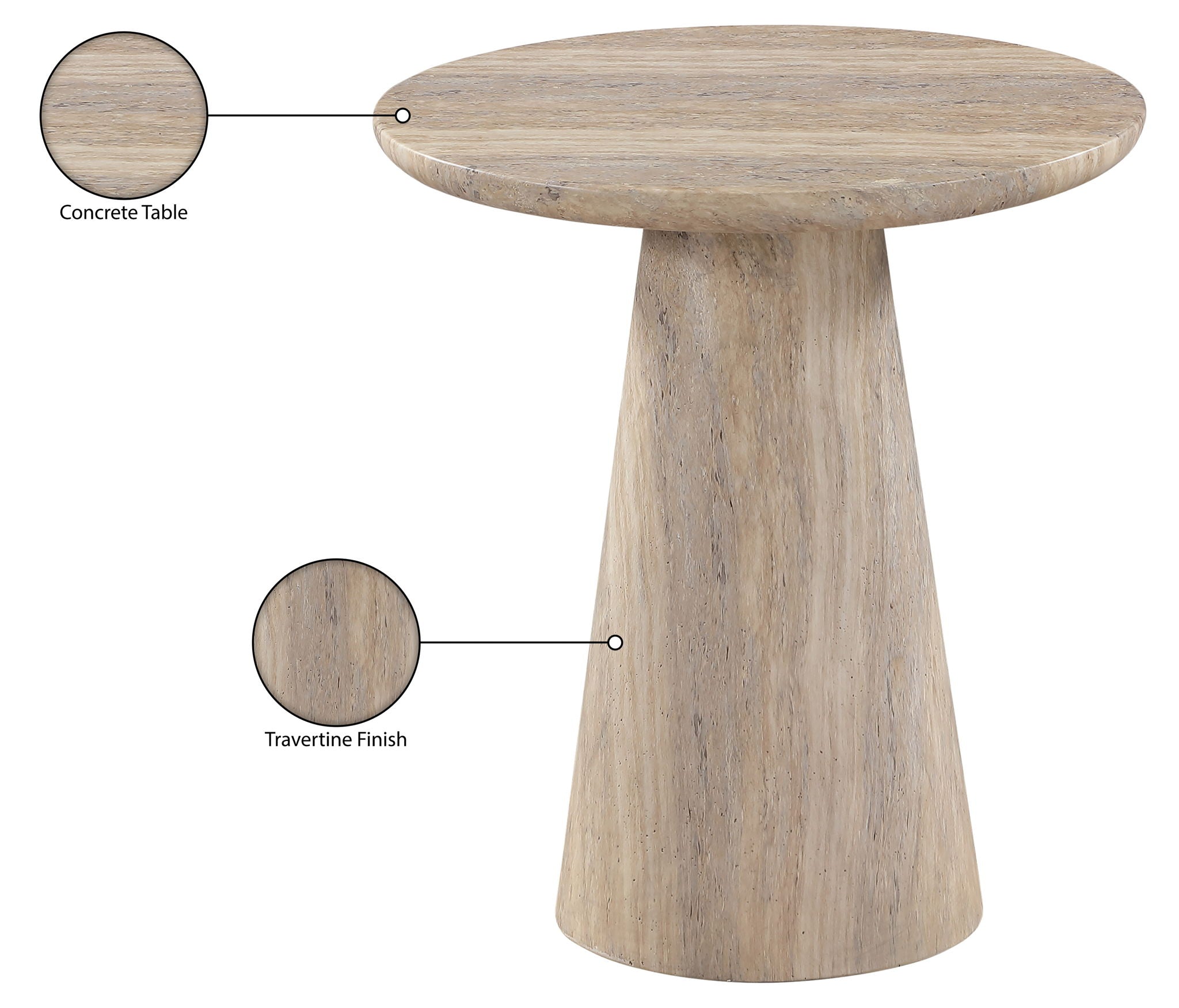 Cassino - Concrete Indoor/Outdoor End Table - Travertine
