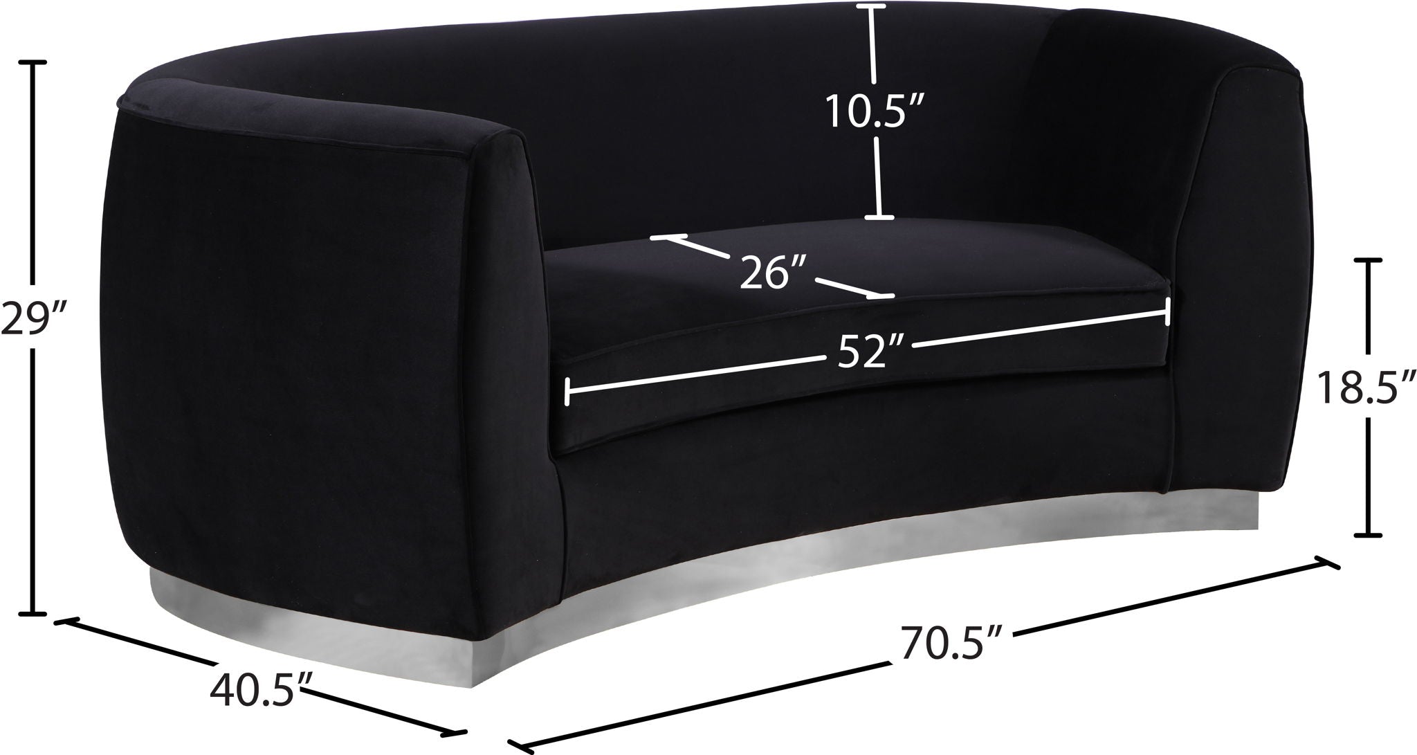Julian - Loveseat with Chrome Base