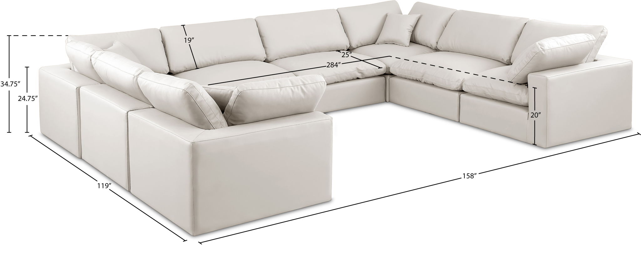 Comfy - 8 Piece Faux Leather Modular Sectional