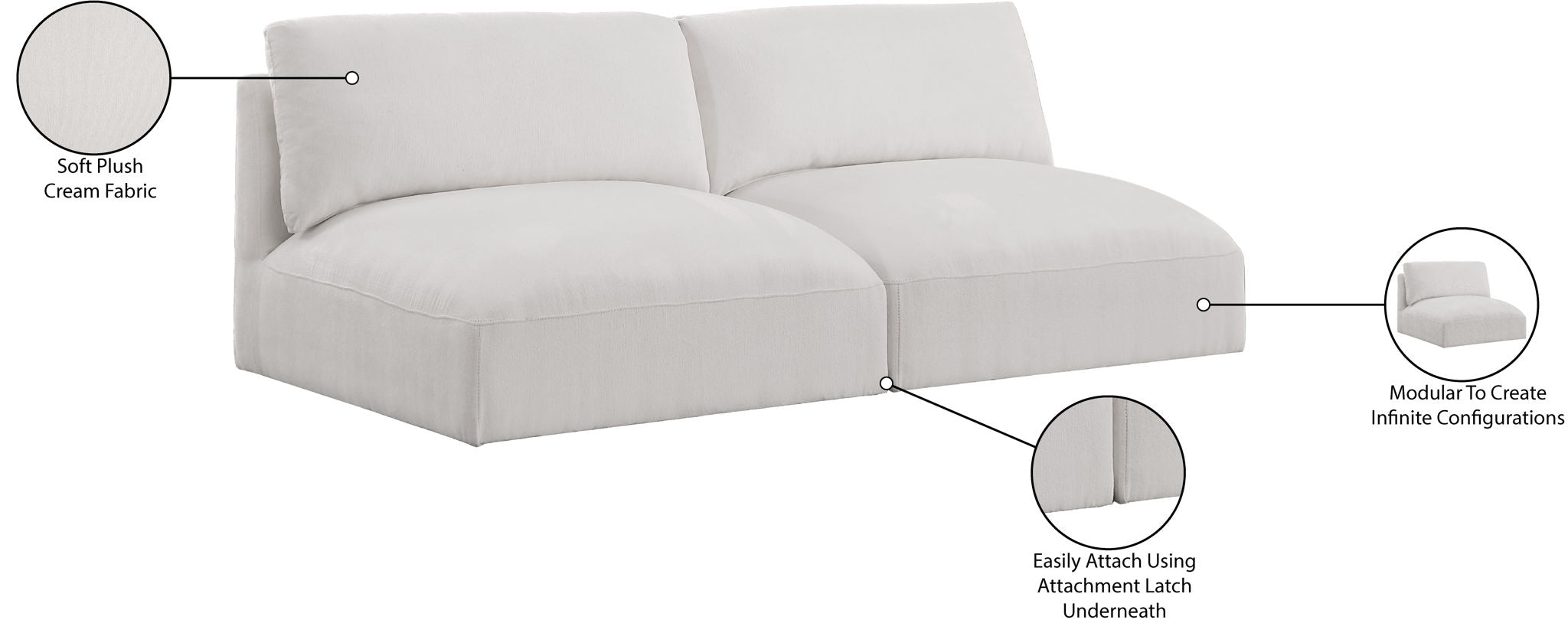 Ease - 2 Seat Modular Armless Sofa