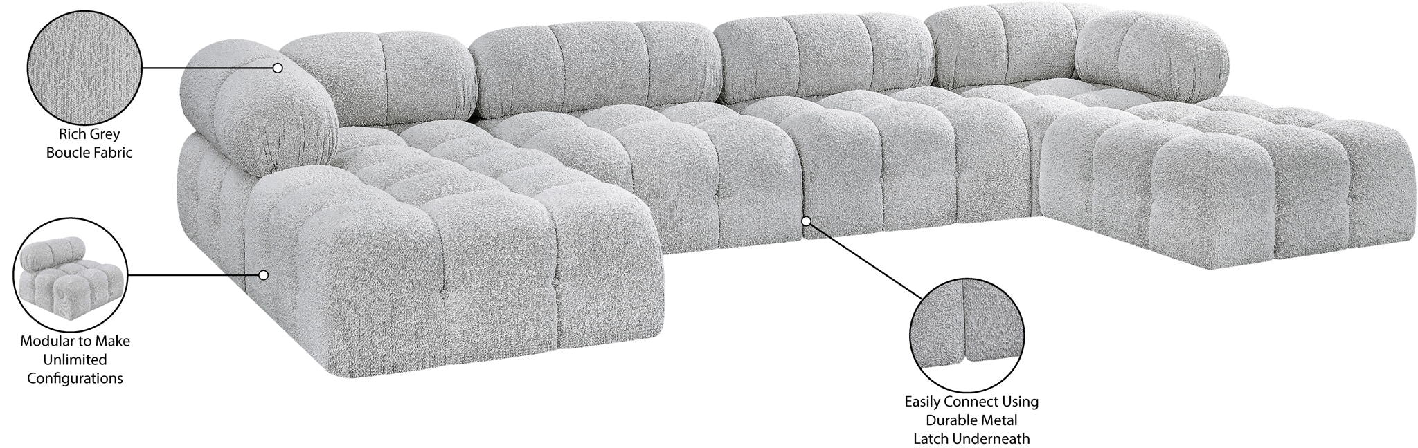 Ames - 6 Piece Fabric Modular U-Shaped Sectional