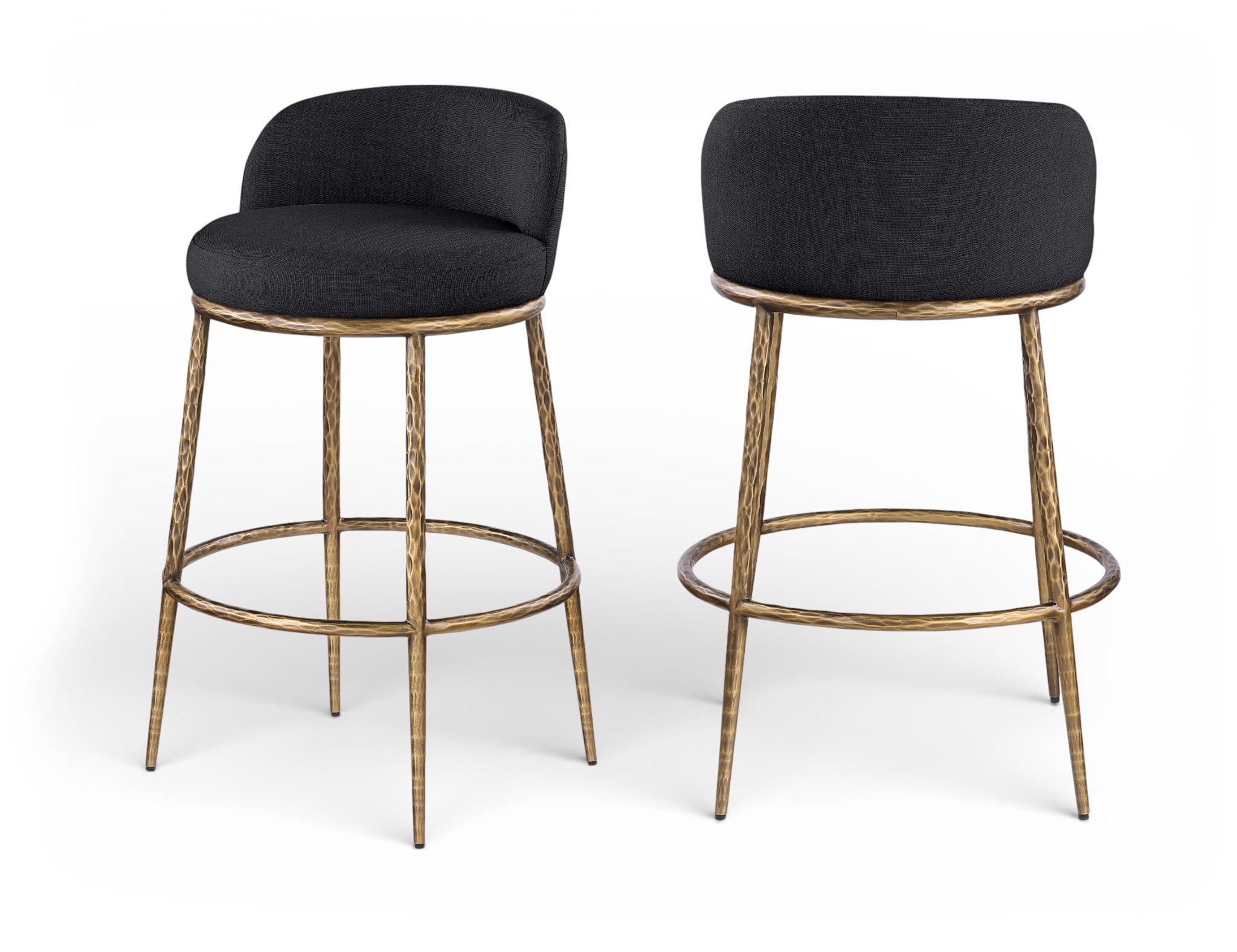 Ferro - Performance Fabric Upholstered Bar Stool - Antique Brass