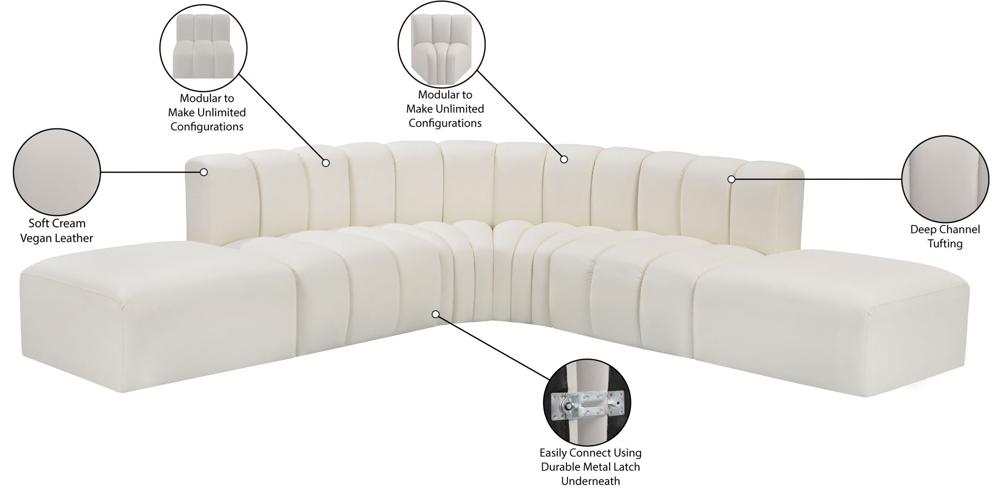 Arc - Faux Leather 6 Piece Corner Modular Sofa