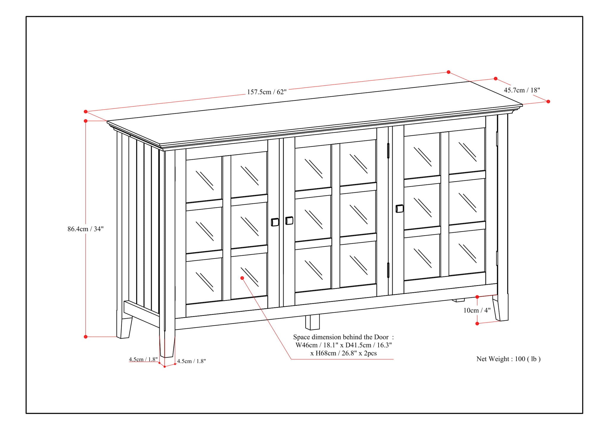 Acadian - Wide Storage Cabinet Handcrafted