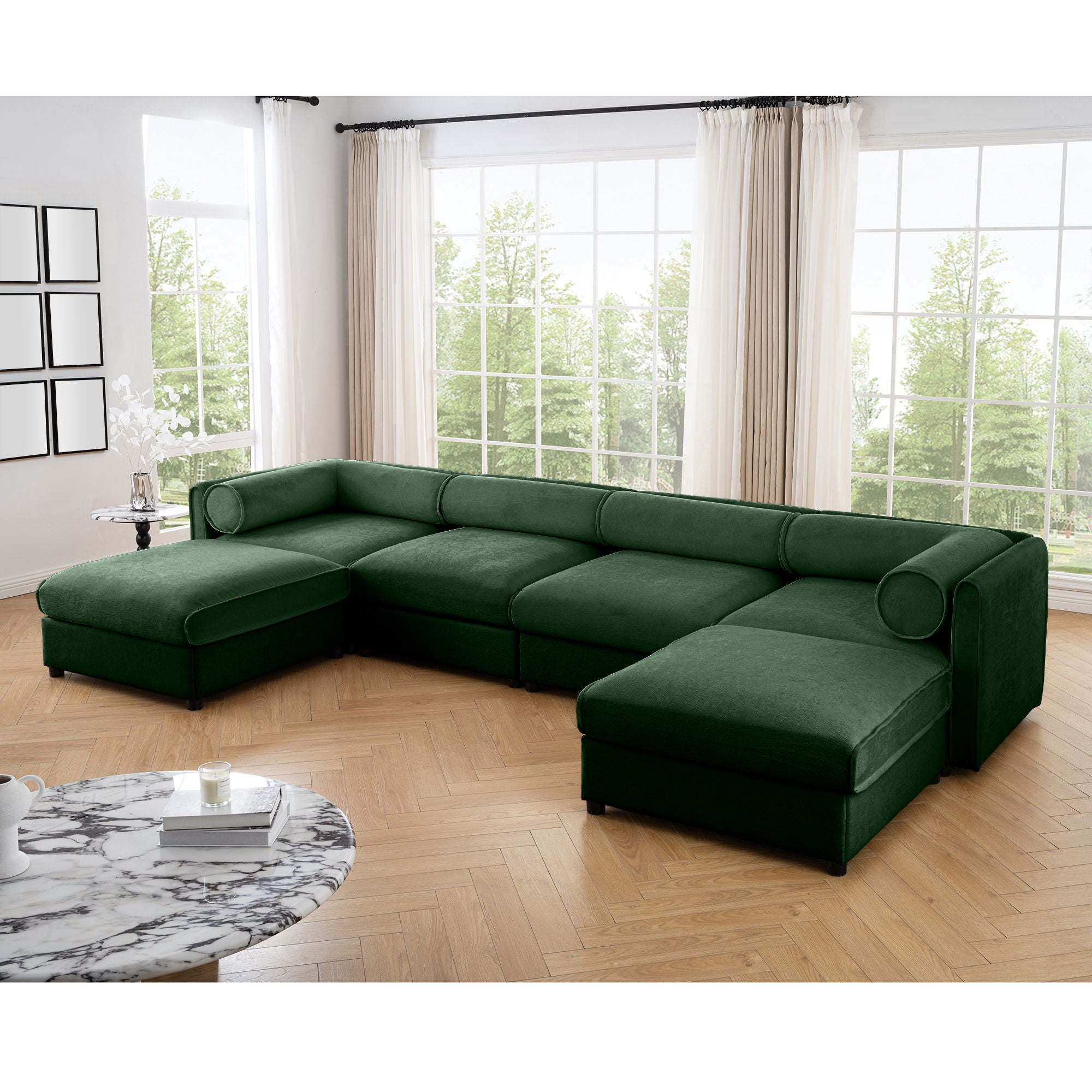 Contemporary Elegant Sofa With Storage And Ottoman