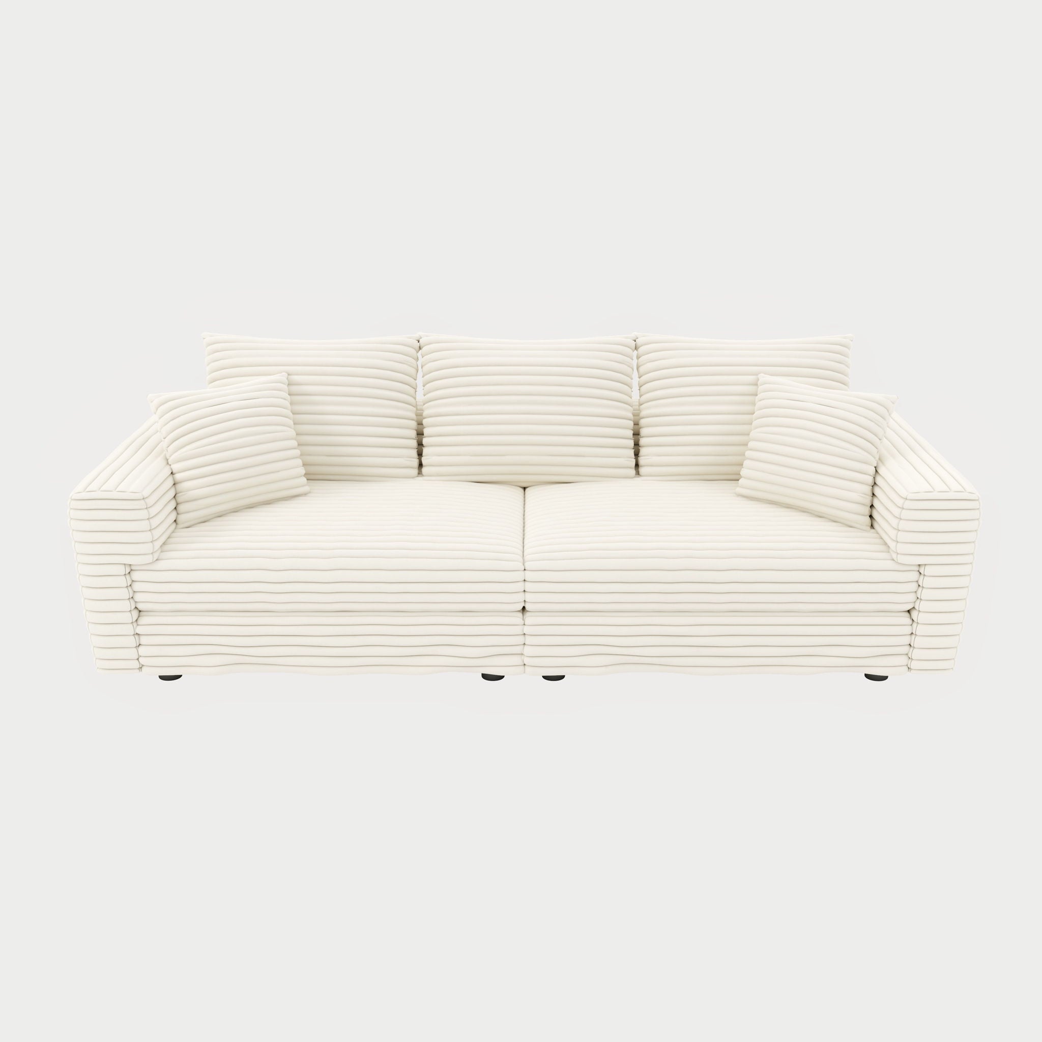 Deep Seat Convertible Sofa With Soft Pillows And Ottomans