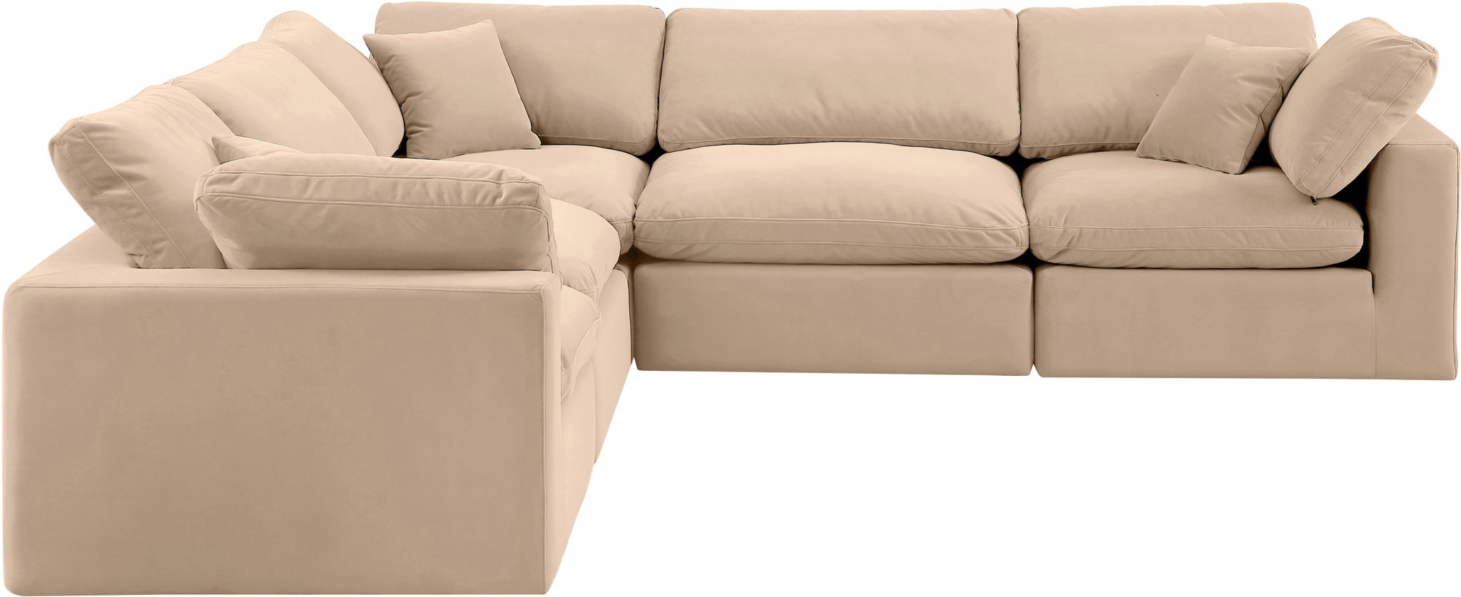 Comfy - 5 Piece Velvet Modular Corner Sectional