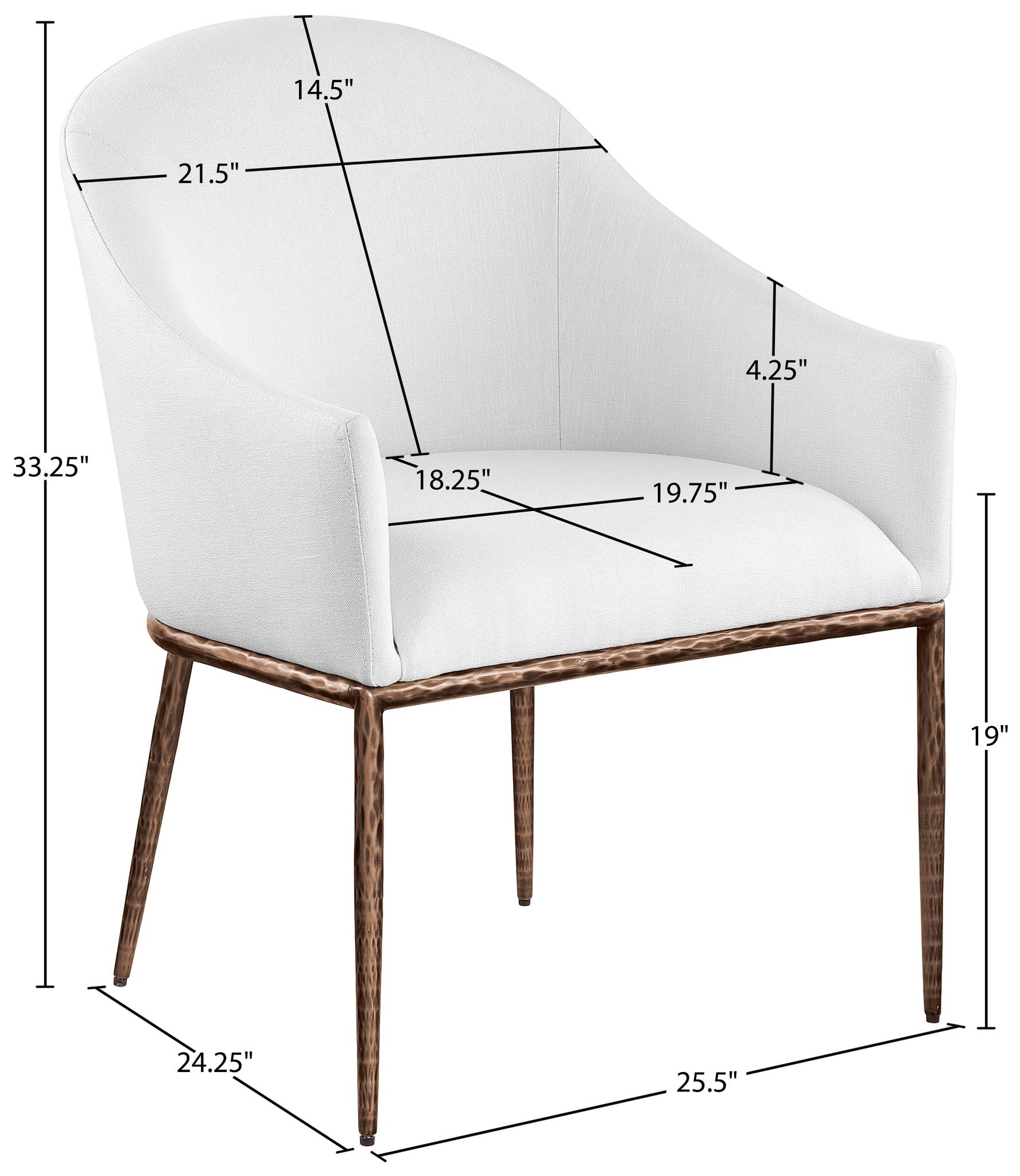 Ferro - Upholstered Dining Arm Chair With Brushed Bronze Legs