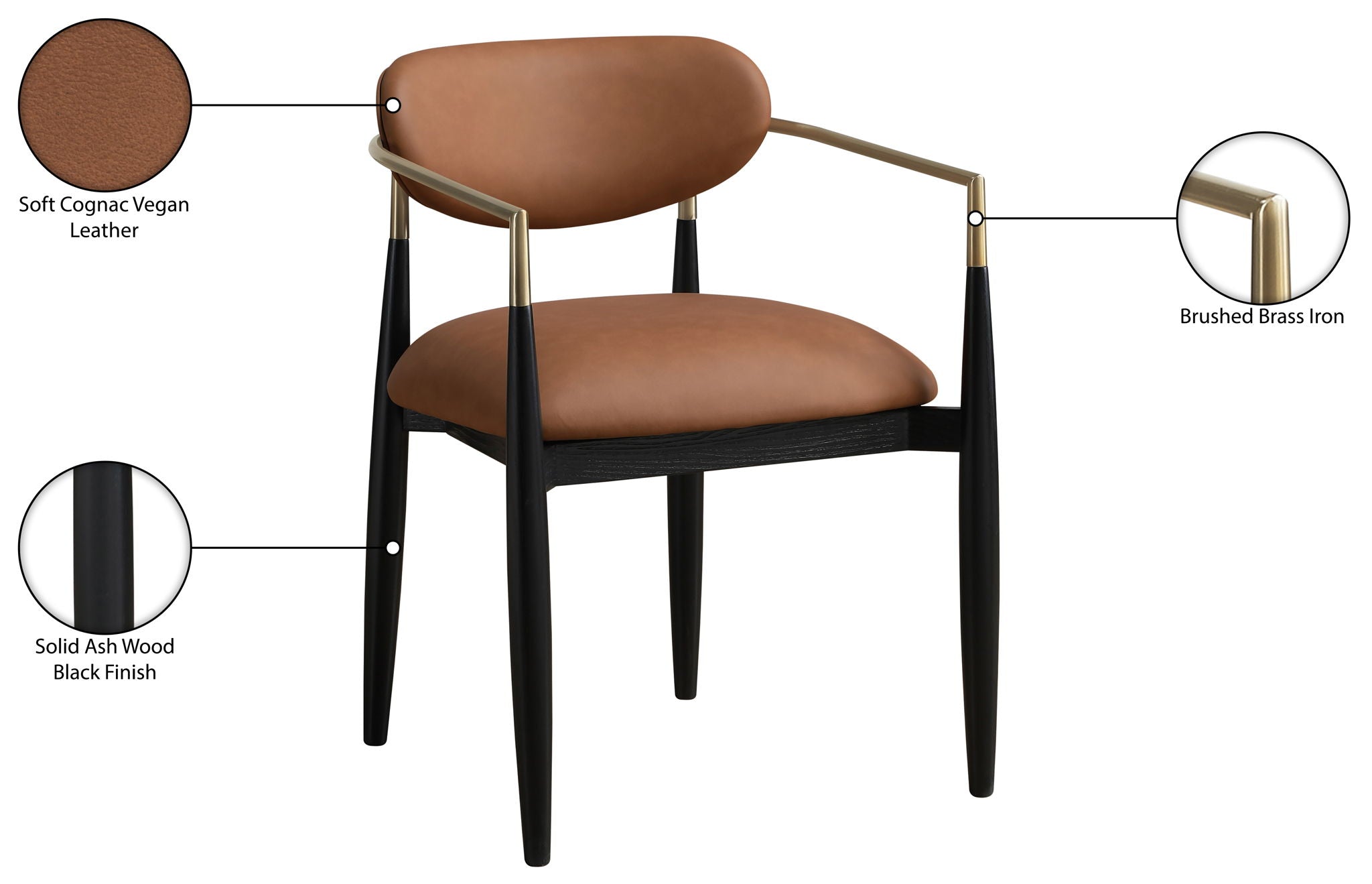 Riccio - Faux Leather Dining Arm Chair (Set of 2) - Black And Gold Frame