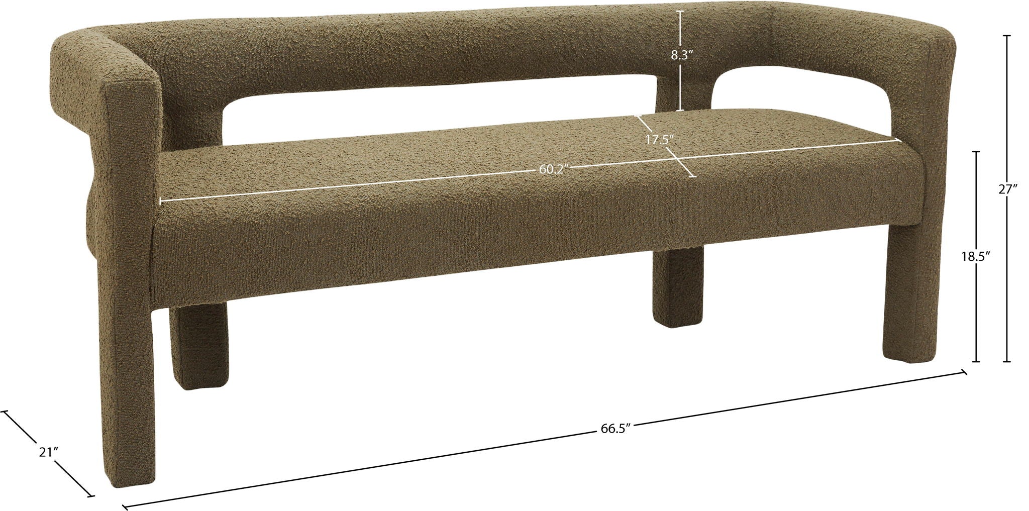 Athena - Boucle Fabric Bench