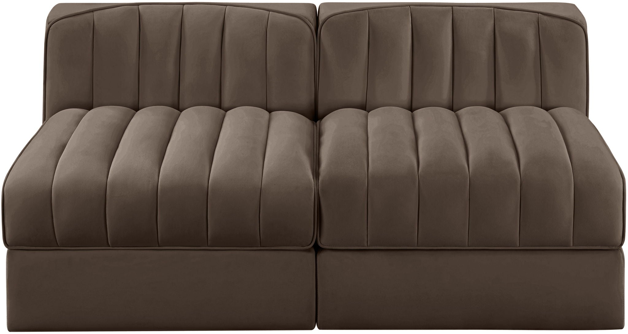 Rummi - Velvet Performance Fabric Upholstered 2 Piece Modular Armless Loveseat