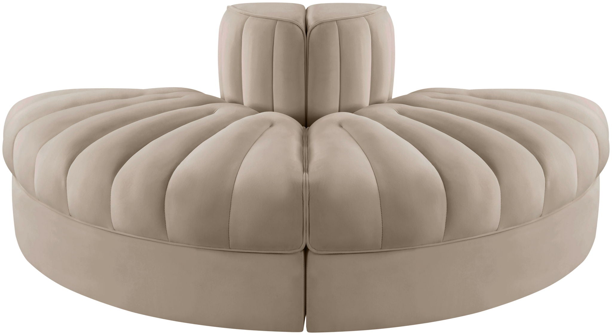 Rummi - Velvet Performance Fabric Upholstered 2 Piece Rounded Modular Loveseat
