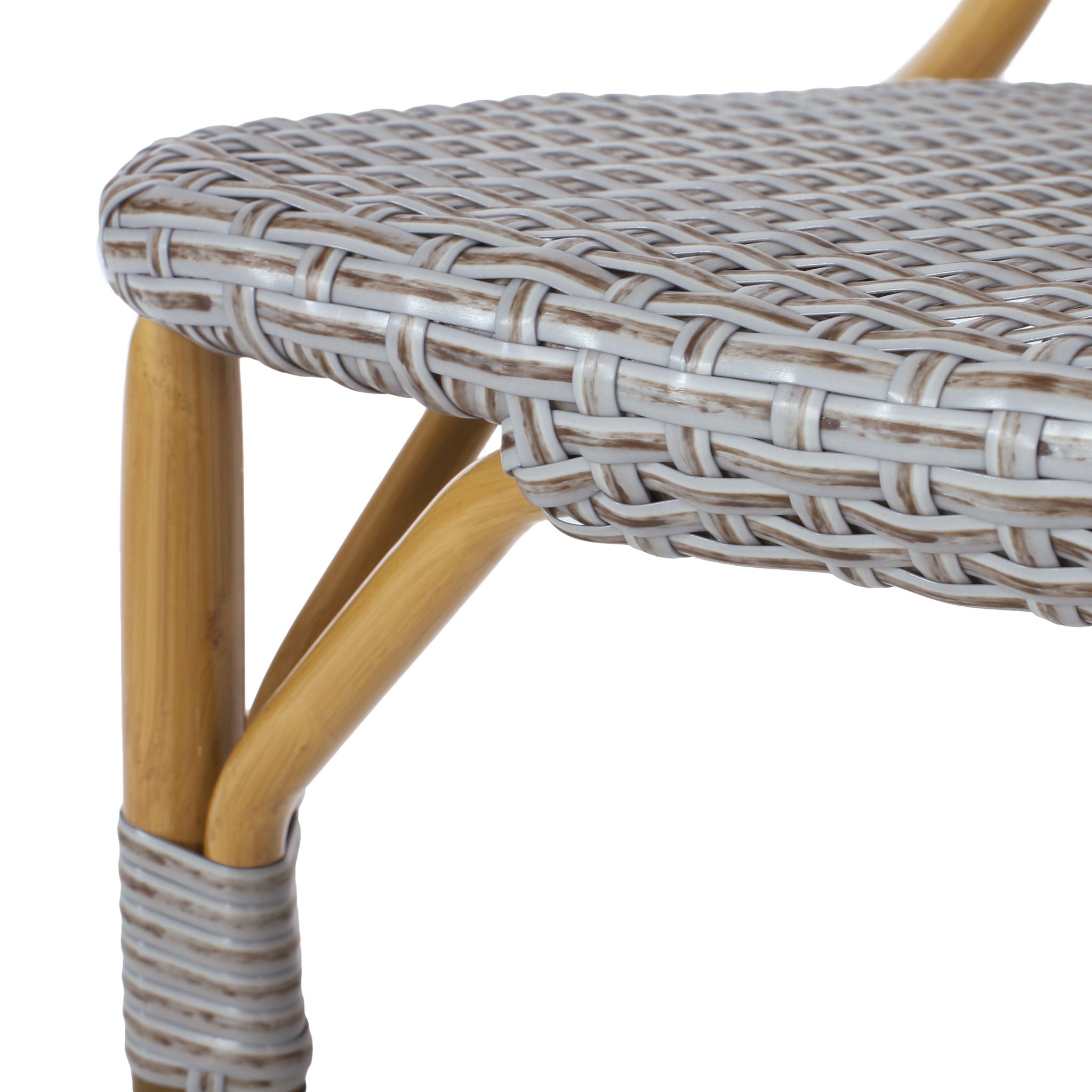 Outdoor Rattan And Aluminum Armless French Bistro Chairs (Set of 2) - Dark Gray