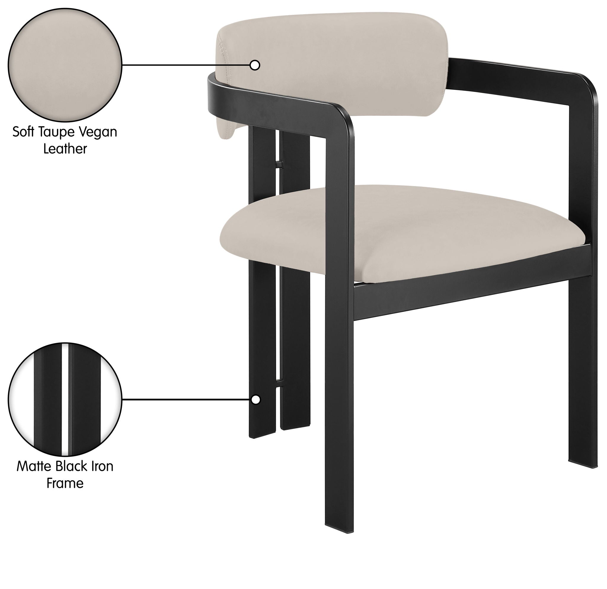 Aurum - Vegan Leather Upholstered Dining Chair (Set of 2) - Taupe