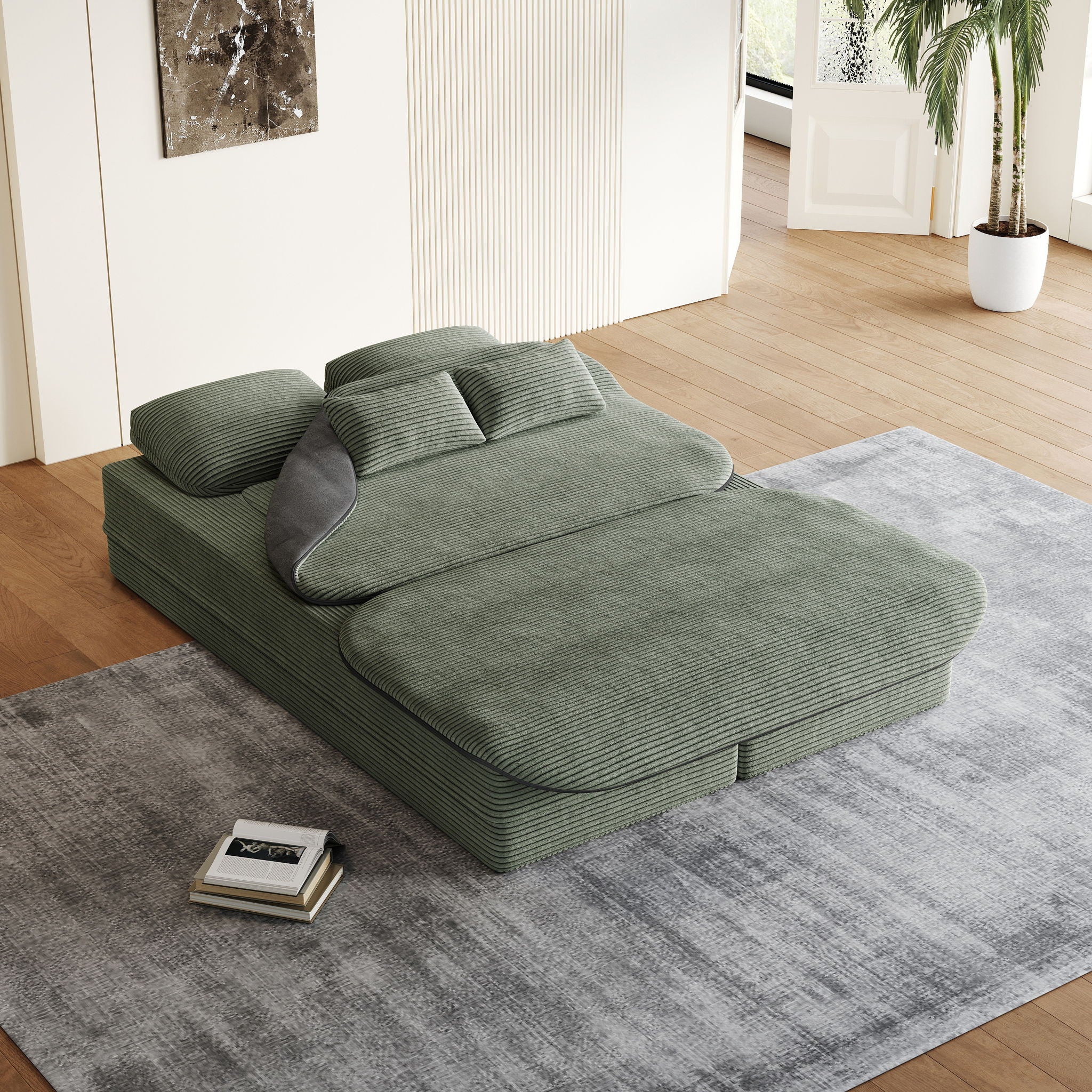 2 In 1 Foldable Sofa Bed With Multi Functional Blanket