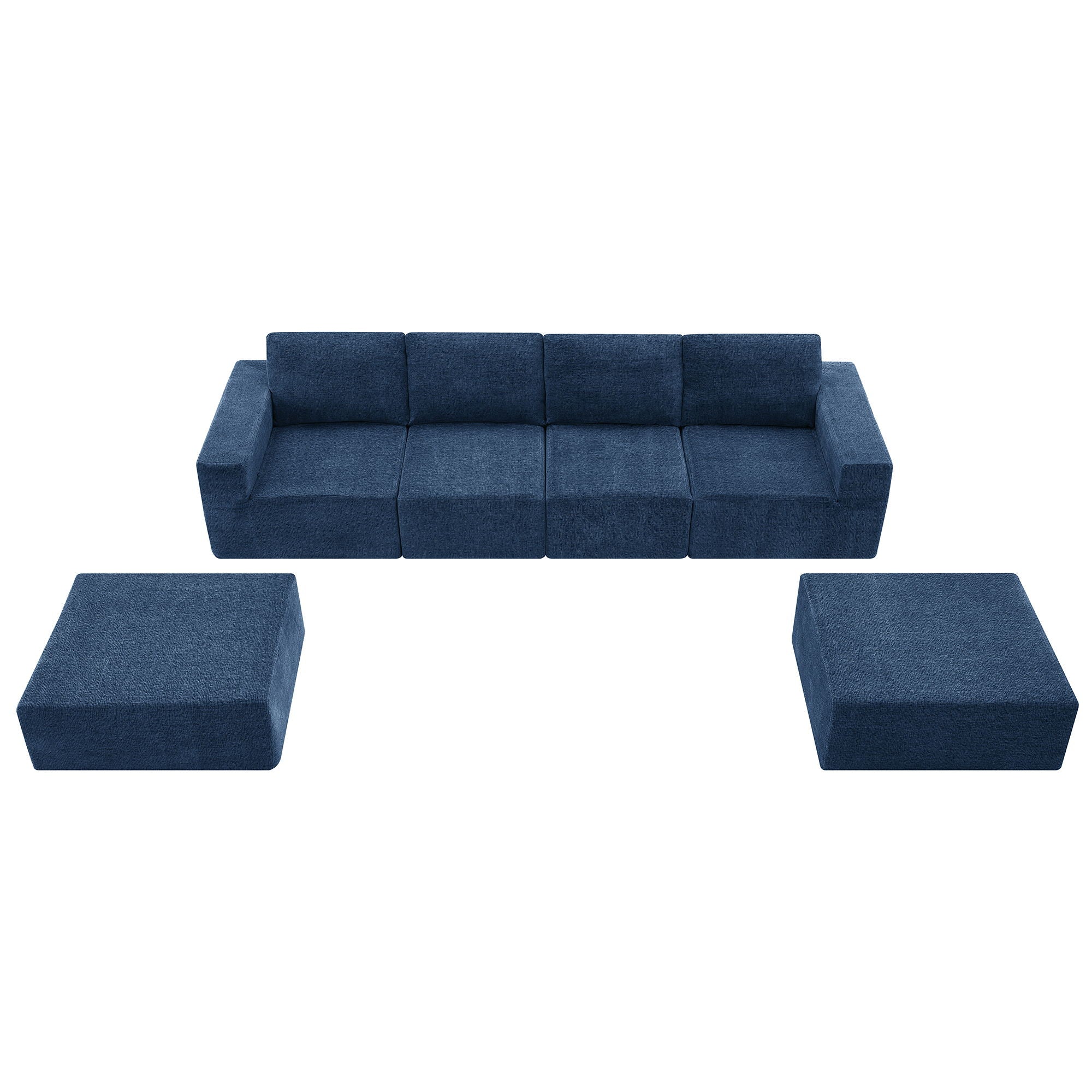 Modular U Shaped Sectional With Ottomans, Luxury Cloud Floor Couch With Deep Seat Fully Compressed Upholstered Sofa